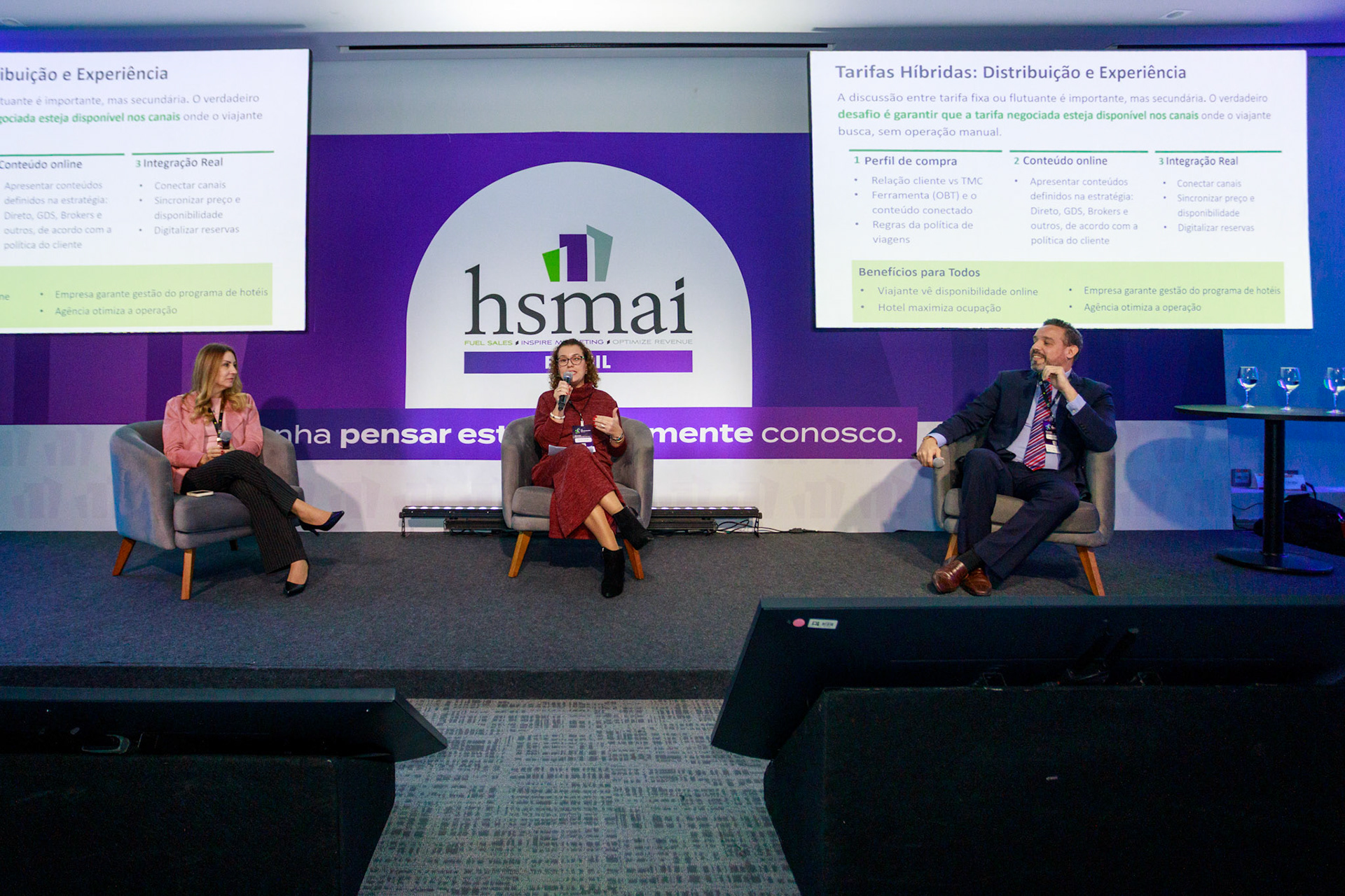 Painel; A Nova Mesa de Negociação com o Segmento Corporativo - Juliana Patti - Executiva nas Áreas de Consultoria de Marketing, Eventos e Novos Negócios e Gustavo Santana - Diretor de Vendas Hotéis Latam na Meliá Hoteis, mediação de Patricia Thomas - Diretora de Vendas Corporativo e Lazer na Omnibees