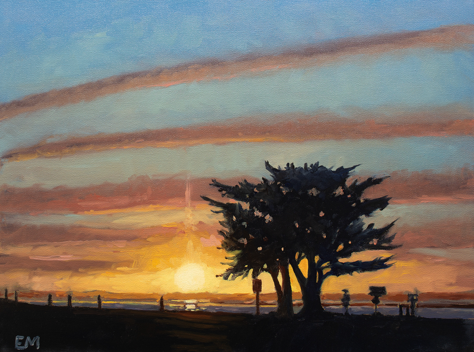 "The Sun Slips Away Again" 2023 oil on canvas. 12"x16" $224