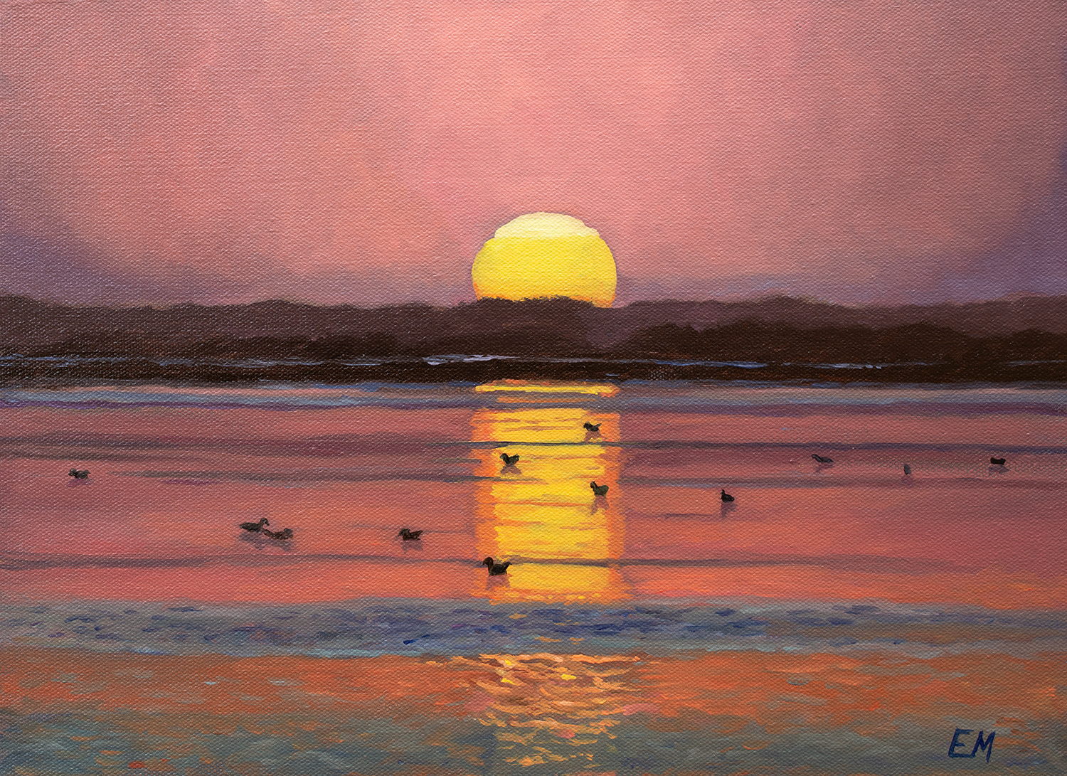 "Sunset on the Summer Solstice" 2023 oil on canvas, 12”x 16” $224