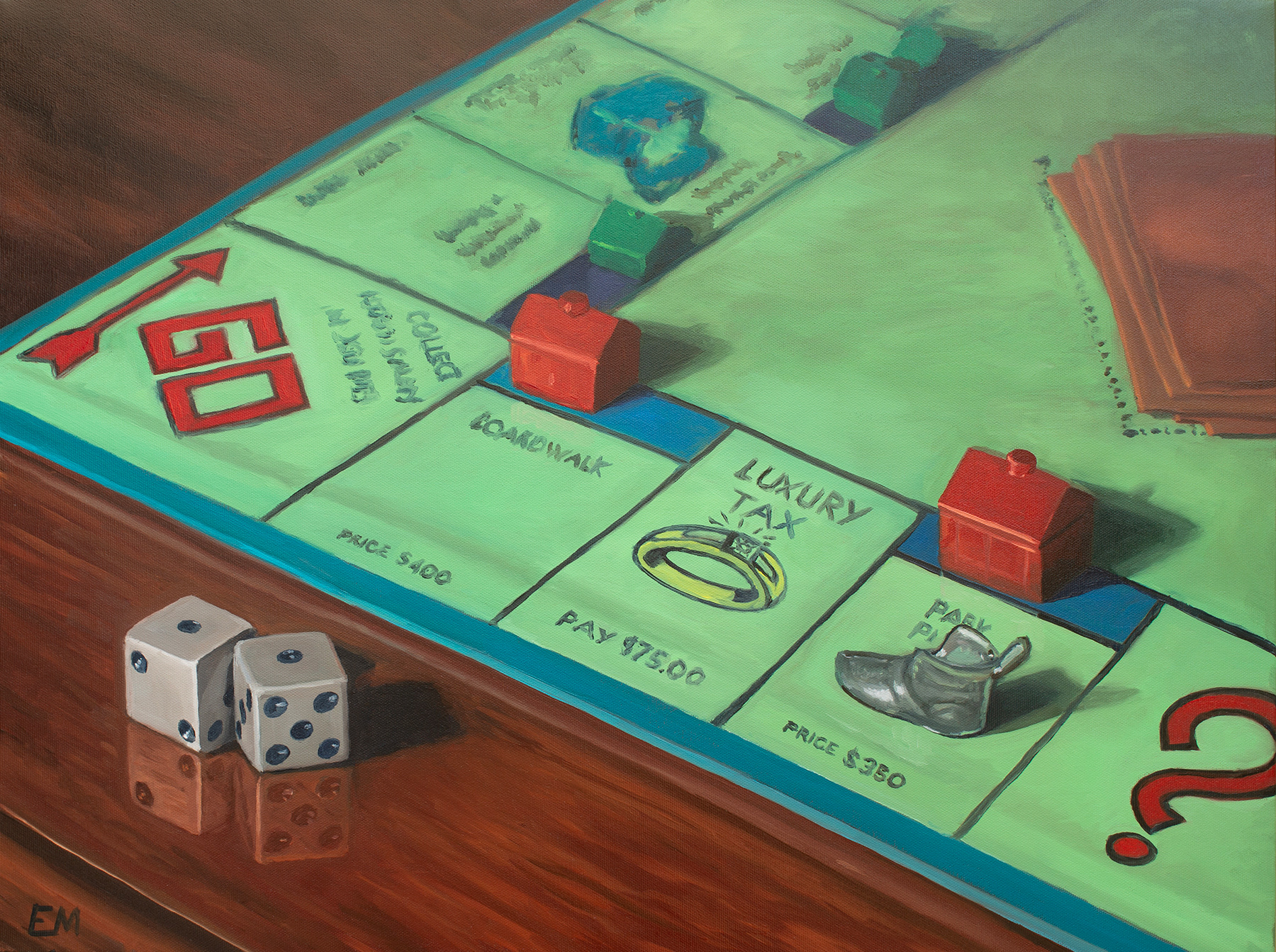 "What Every First of the Month Feels Like" 2024 oil on canvas, 18"x24" $336 