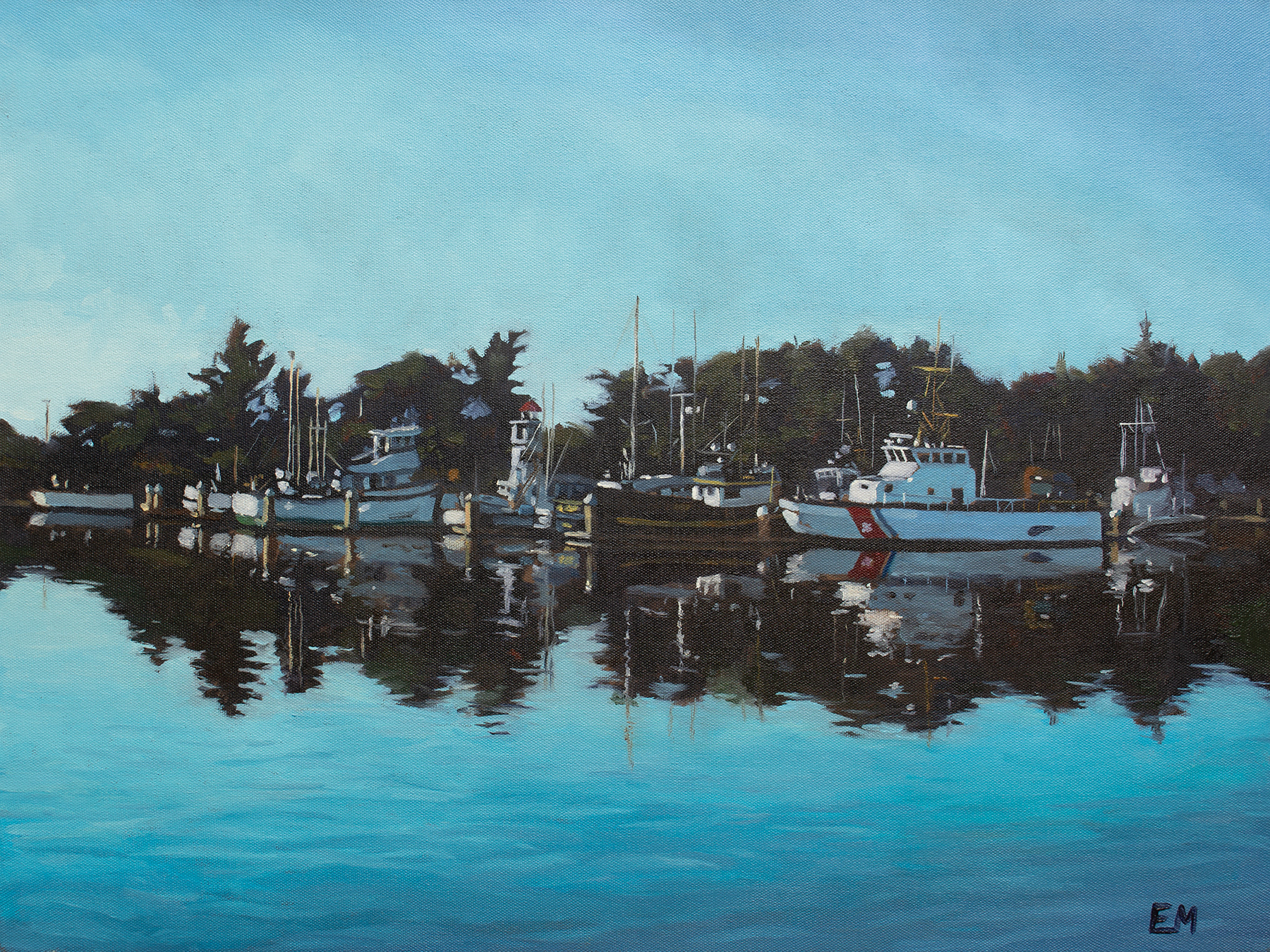 "Late Day Marina" 2022 oil on canvas, 18”x 24” $336