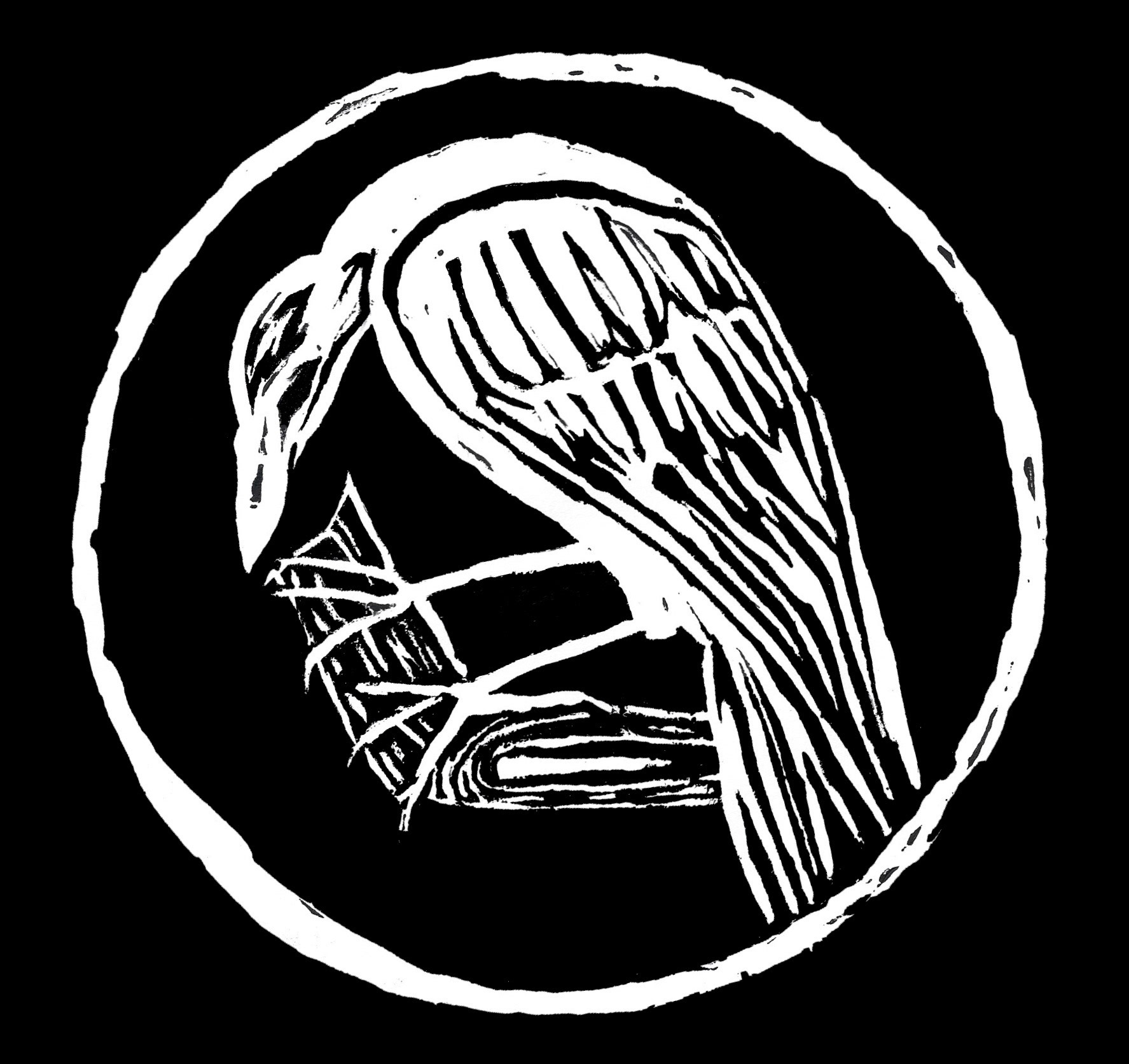 Albino Crow Logo, Lino Print and Photoshop