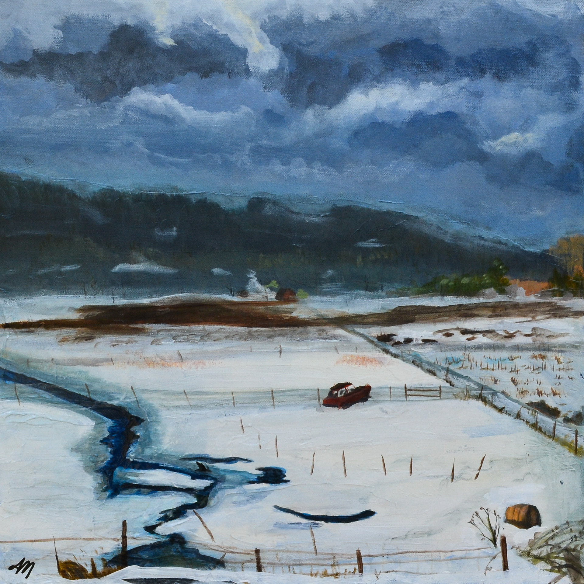 "Snow Covered", 20"x20", acrylic on Canvas