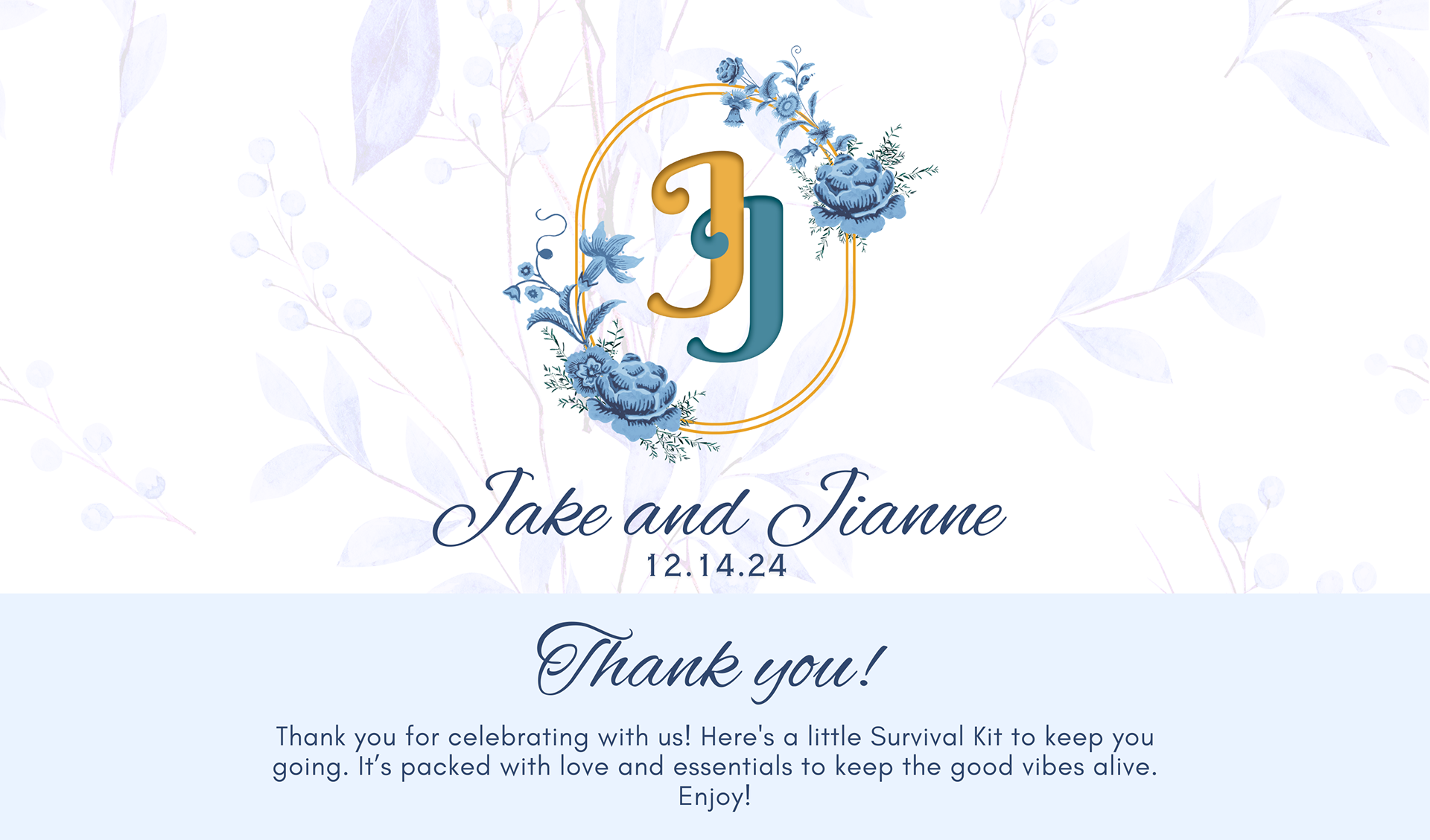 Wedding Souvenir Thank you Card