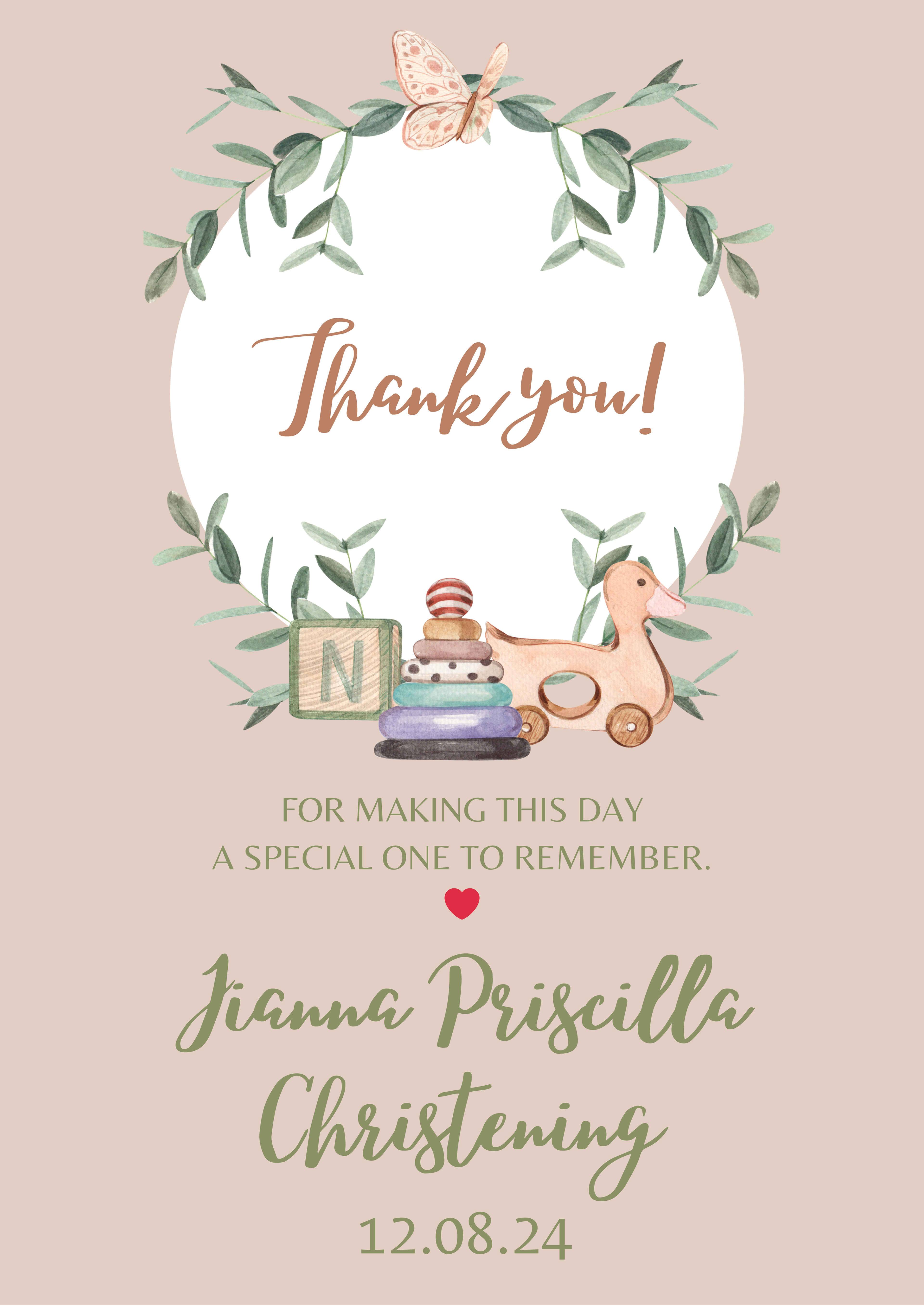 Christening Thank you Card