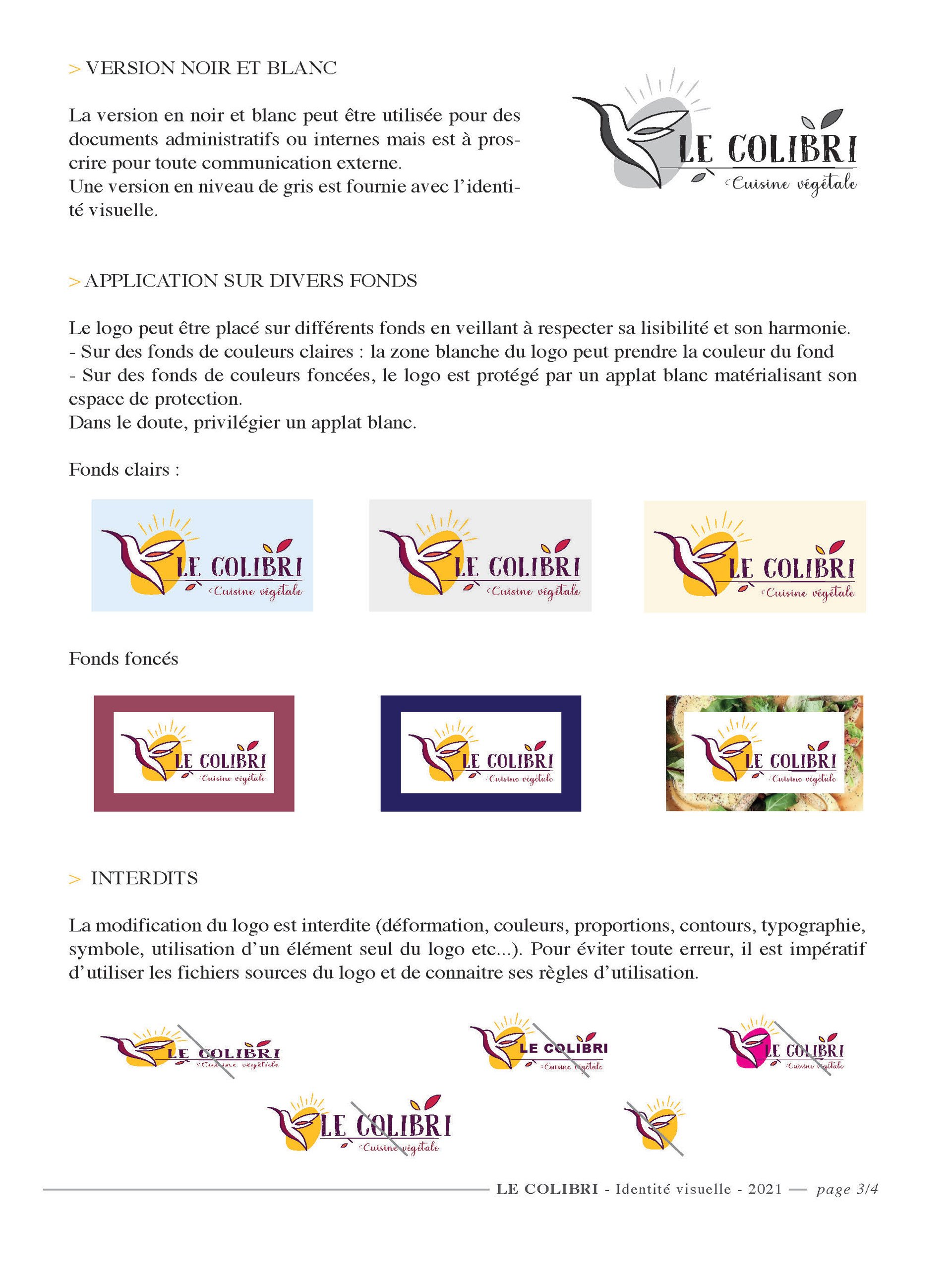 Charte graphique - Le Colibri