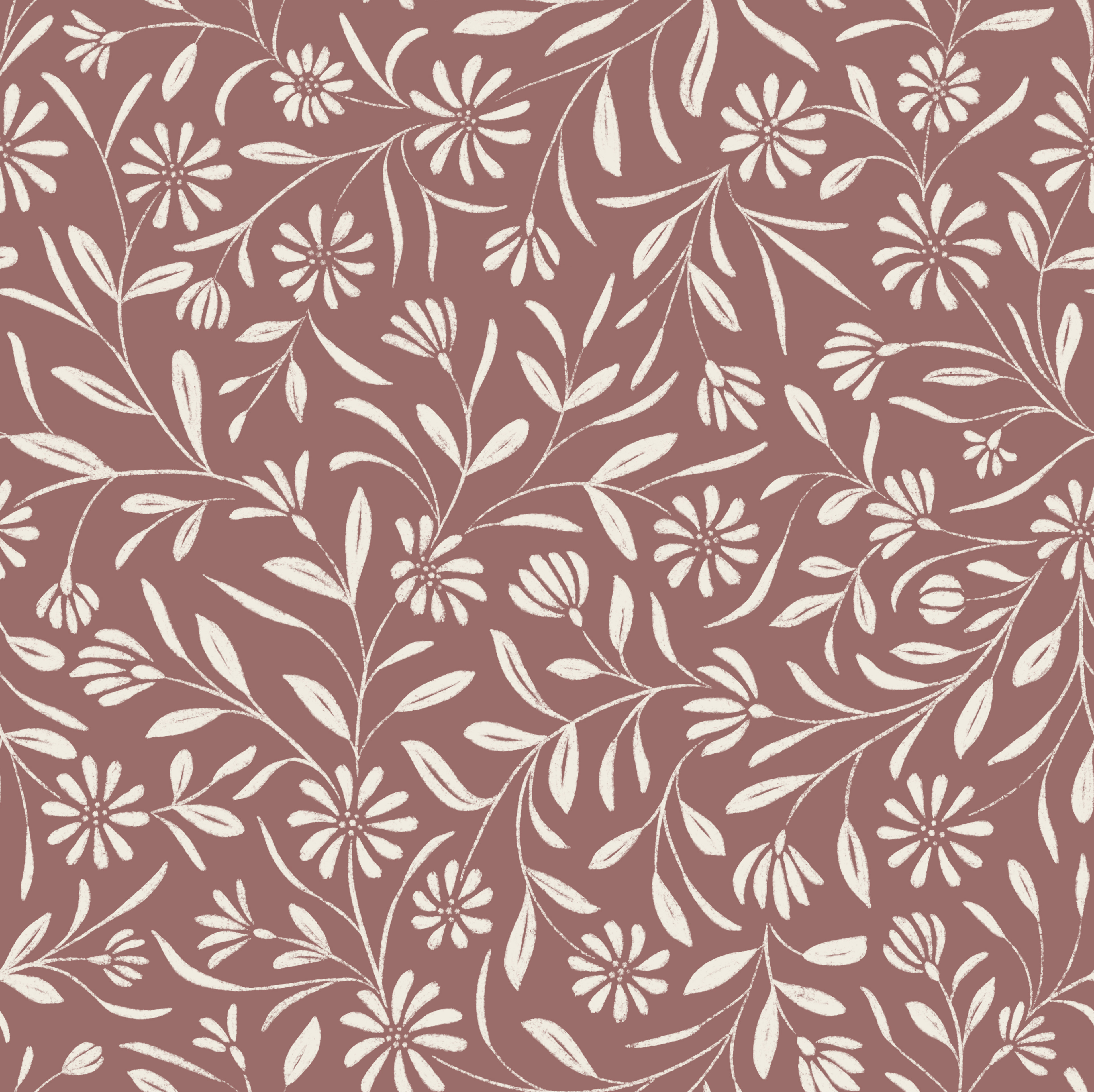 flowy textured floral - copper rose, creamy white