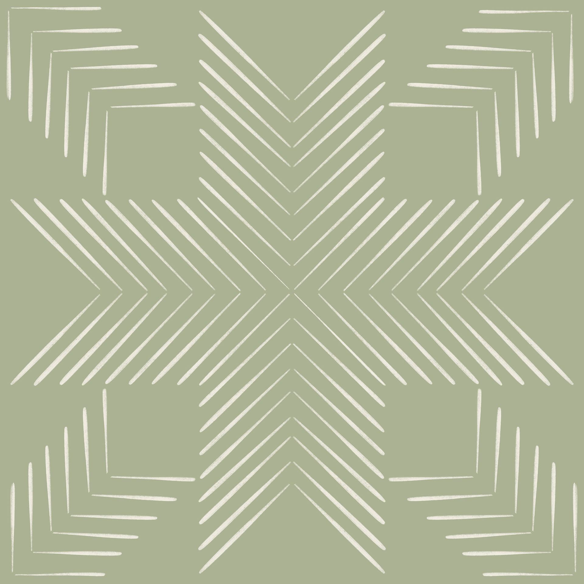 line geo - creamy white, light sage green