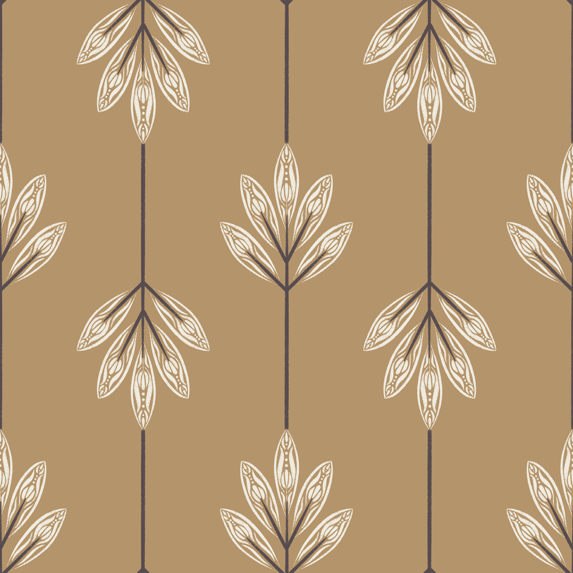 trees - creamy white, lion gold, purple brown
