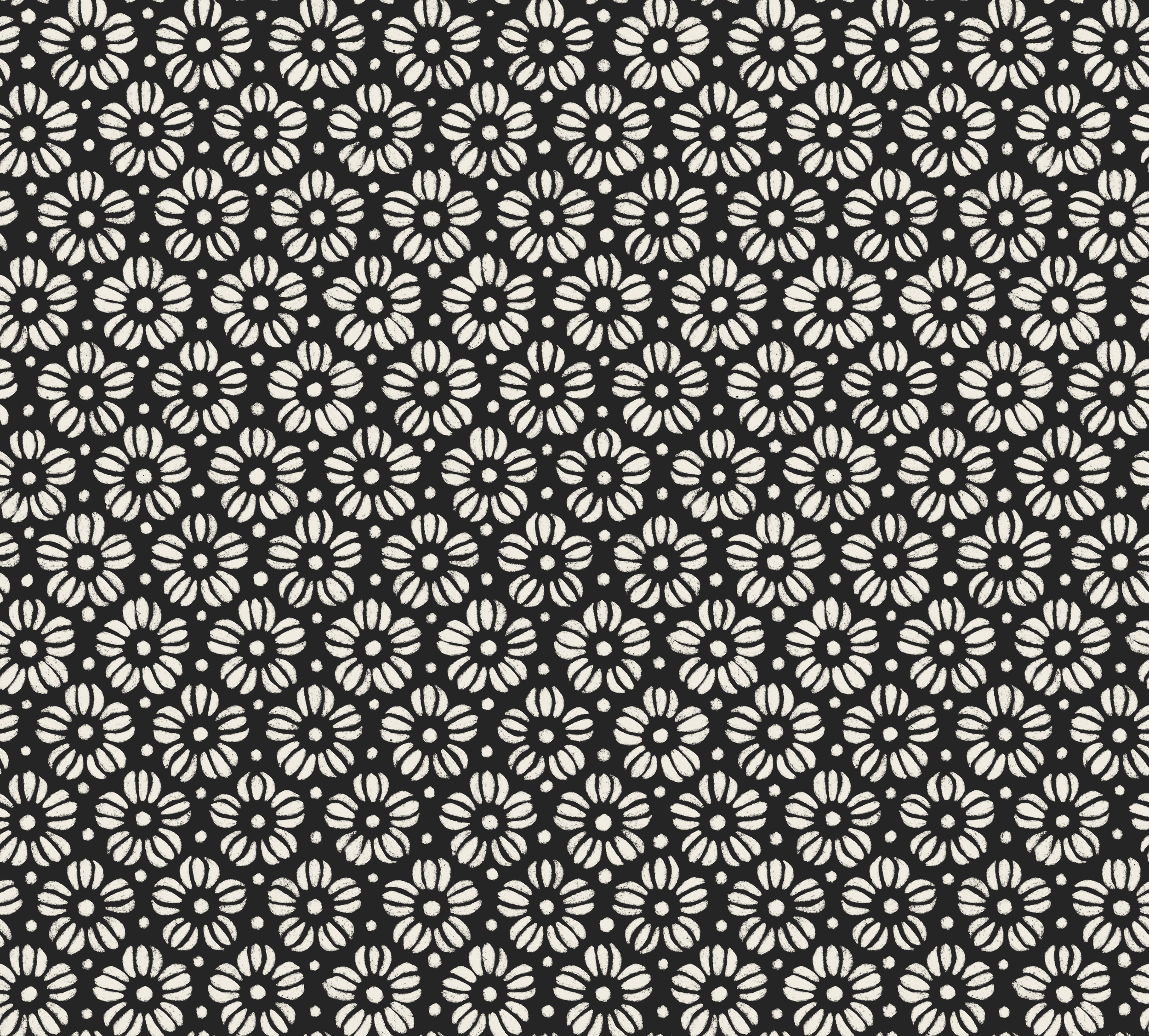 little flowers - creamy white, raisin black