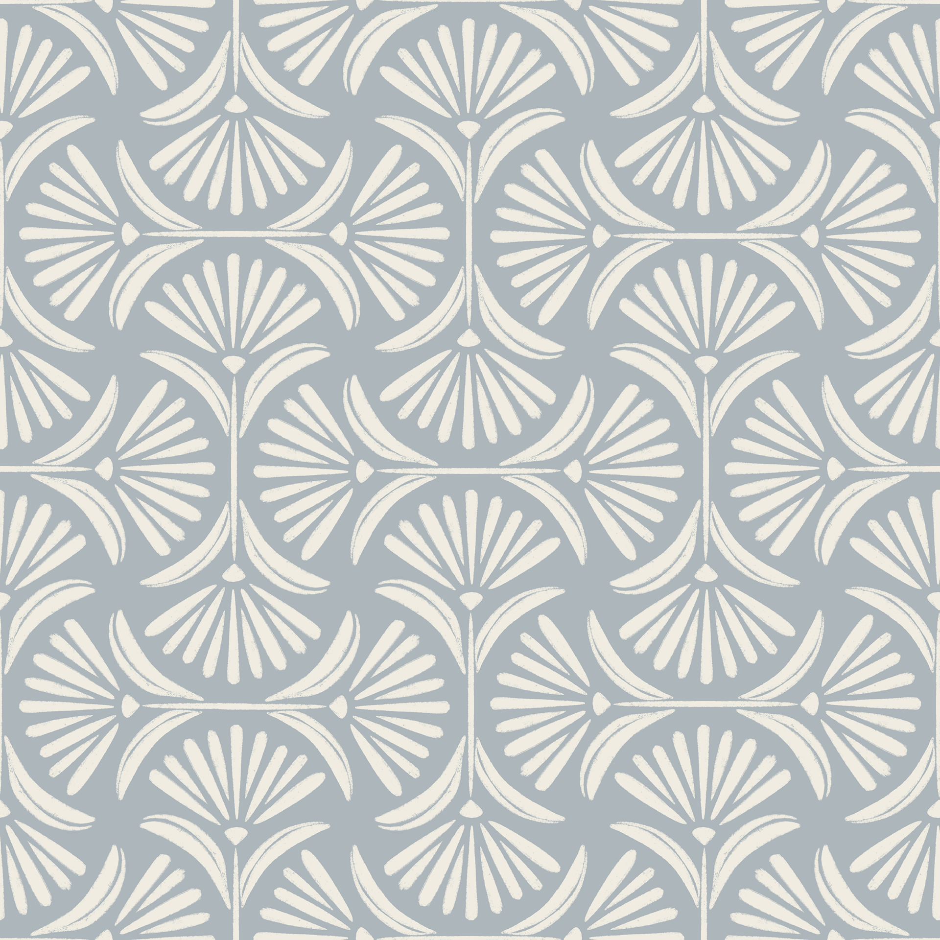 flower ogee - creamy white, french grey