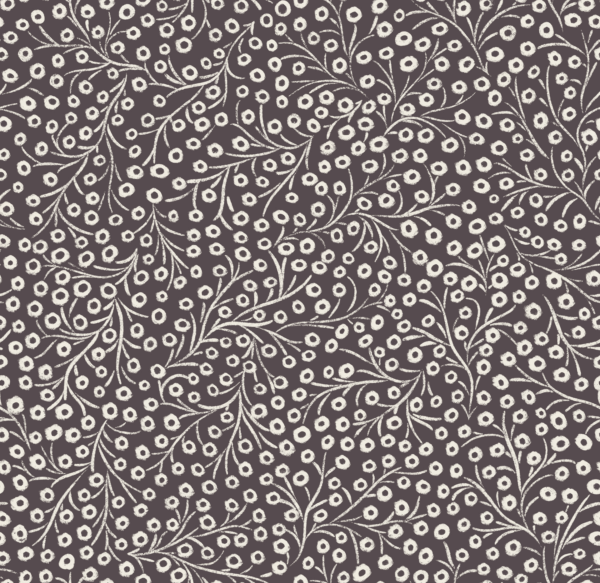 tiny floral - creamy white, purple brown