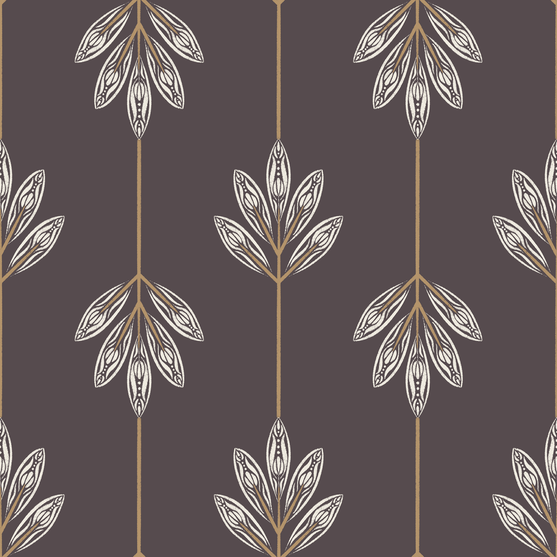 trees - creamy white, lion gold, purple brown