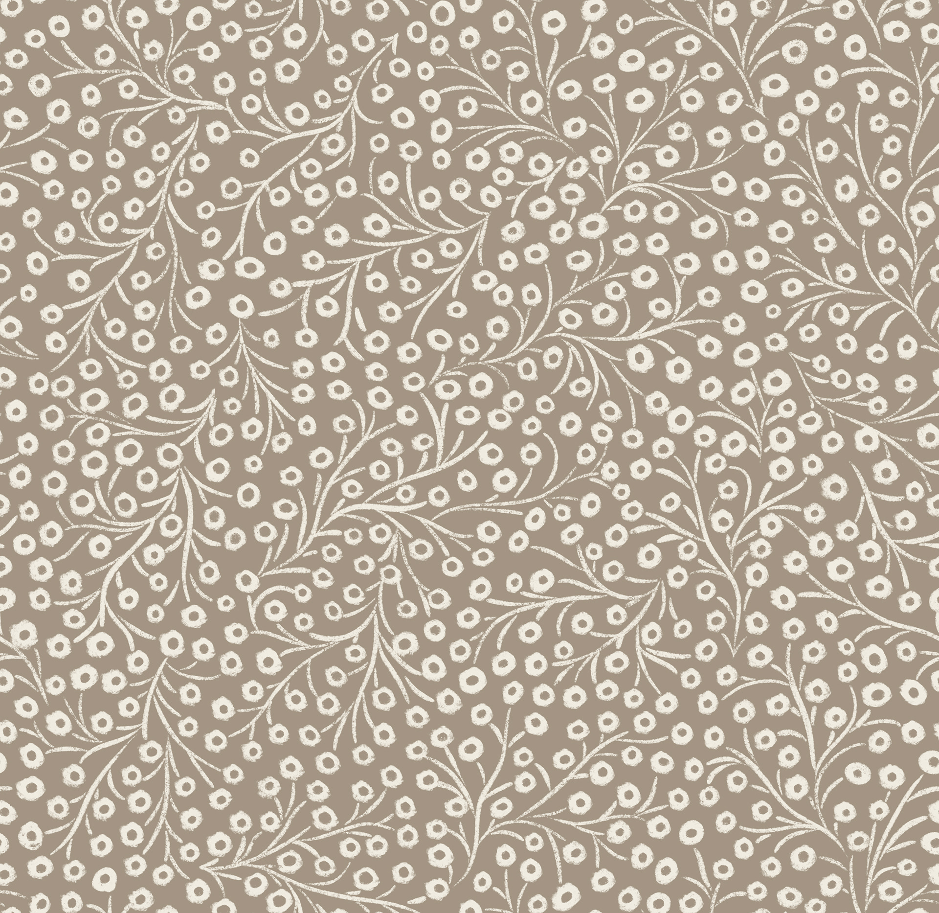 tiny floral - creamy white, khaki brown