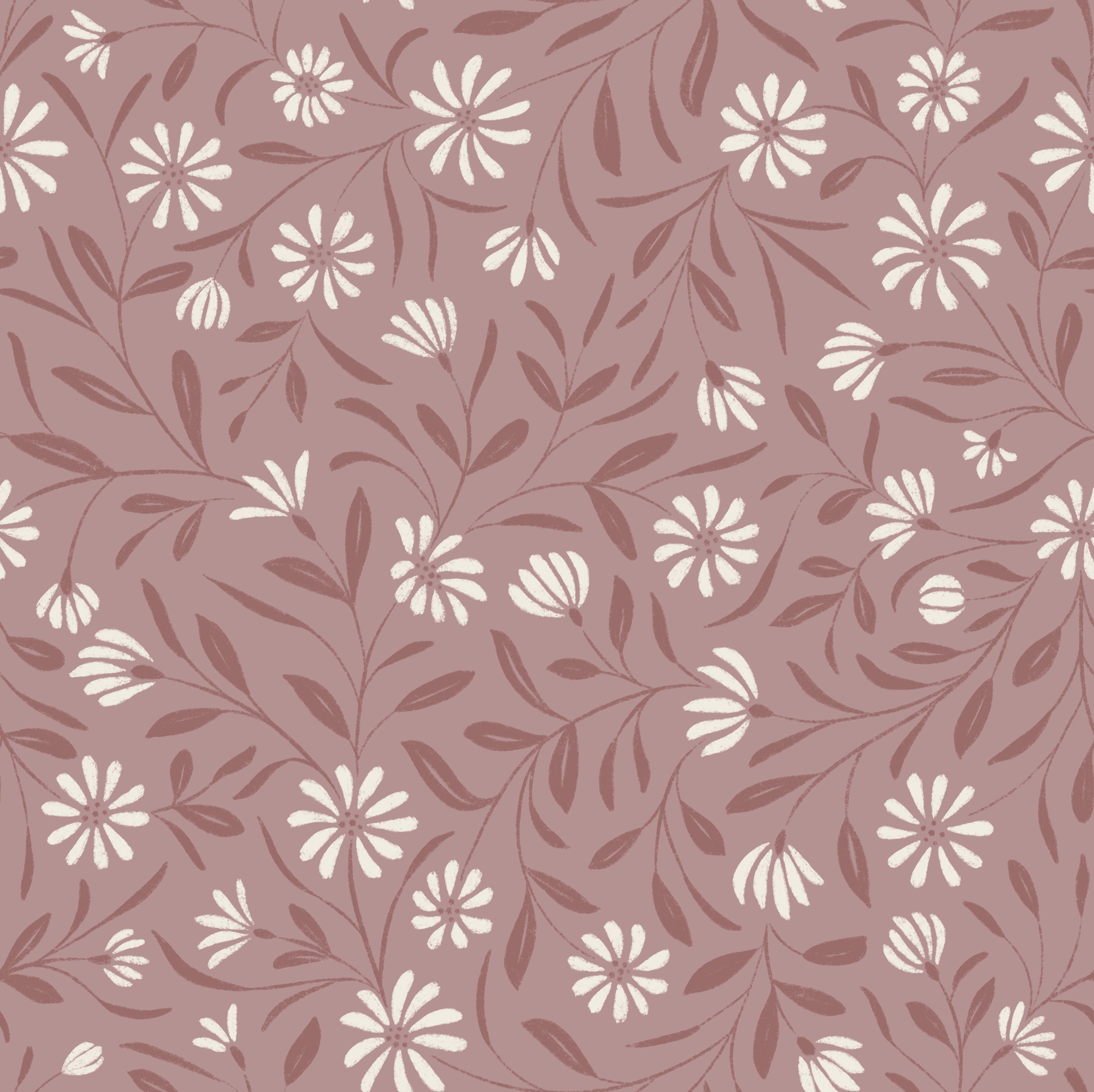 flowy textured floral - copper rose, creamy white, dusty rose