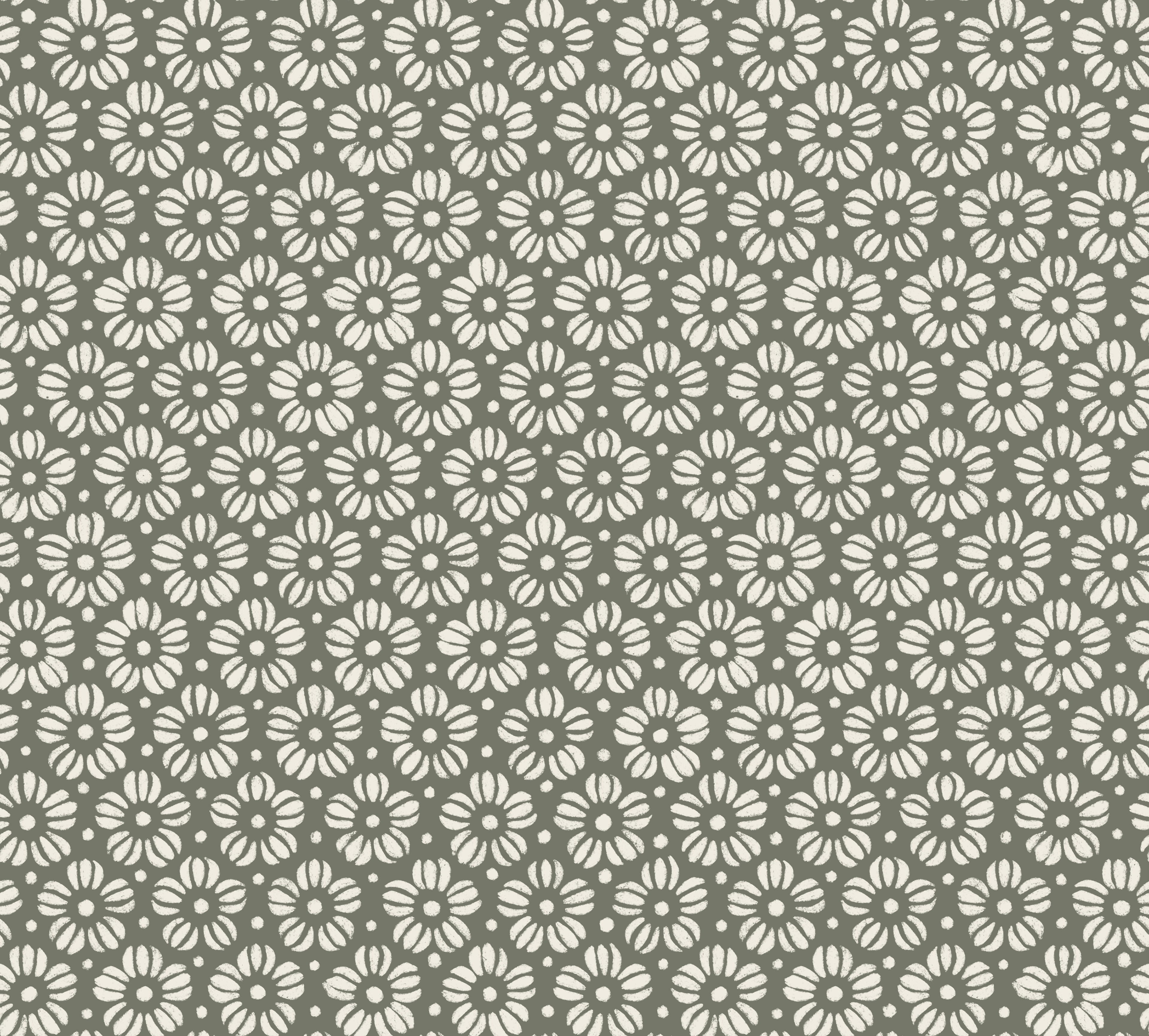 little flowers - creamy white, limed ash