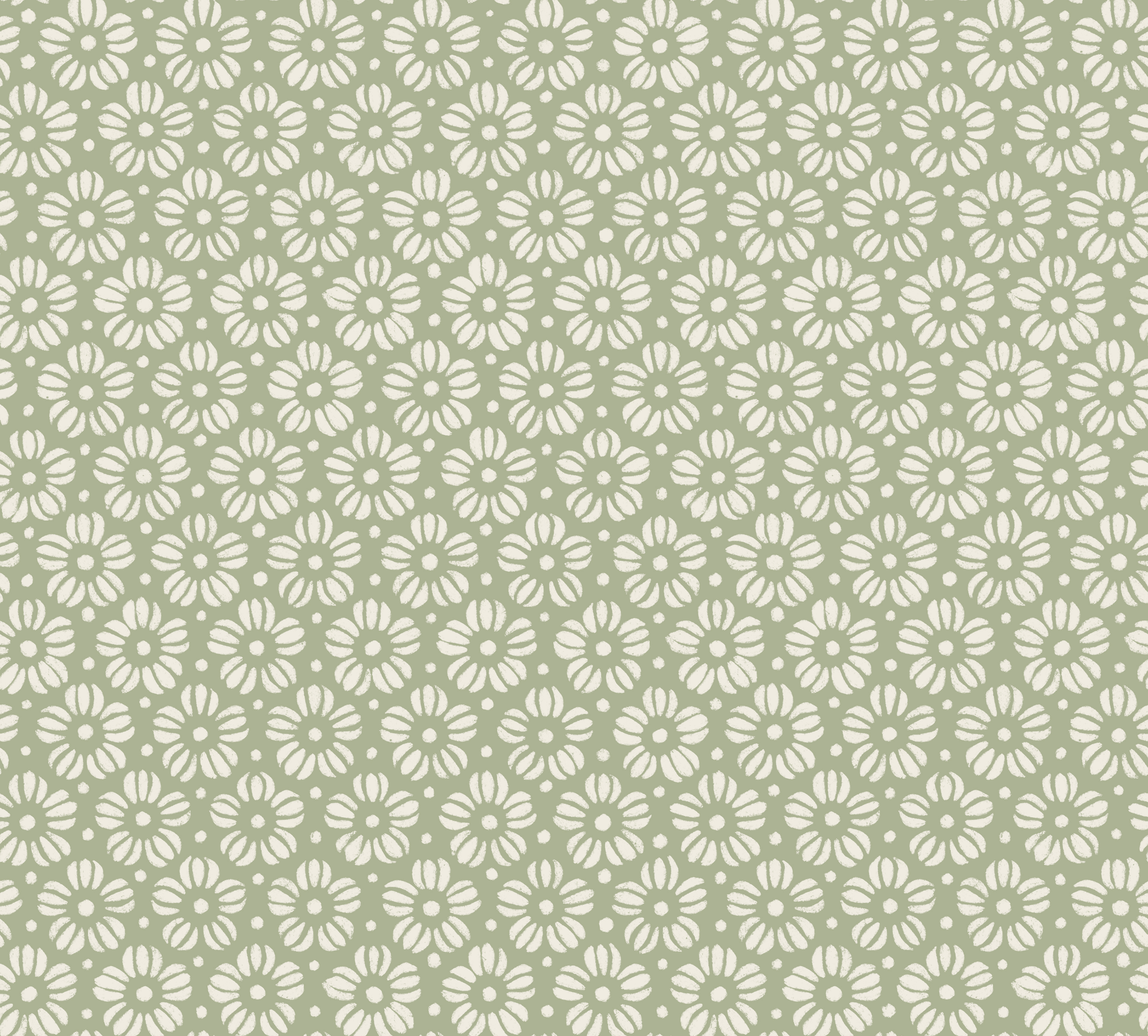 little flowers - creamy white, light sage green