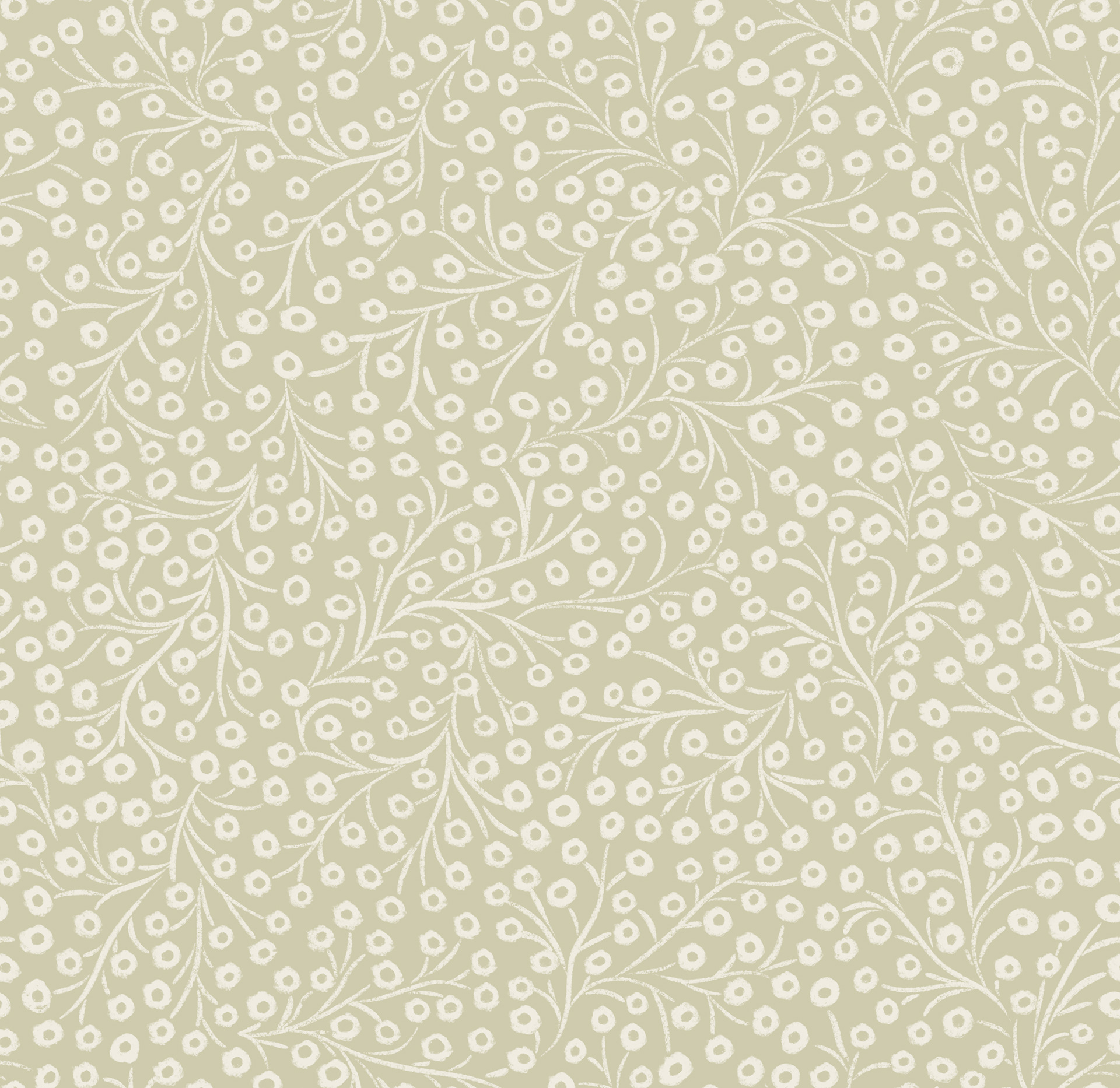 tiny floral - creamy white, thistle green