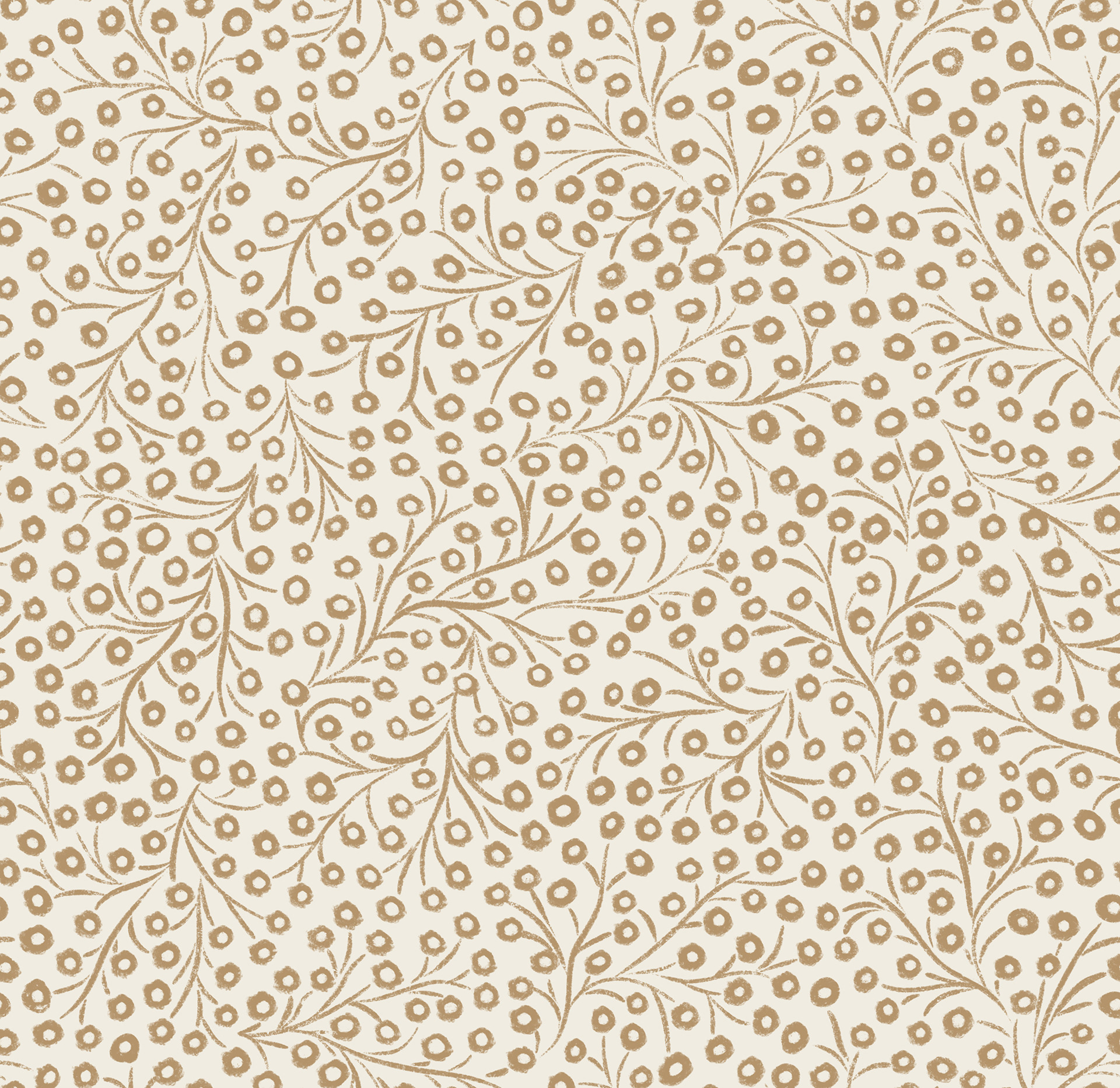 tiny floral - creamy white, lion gold