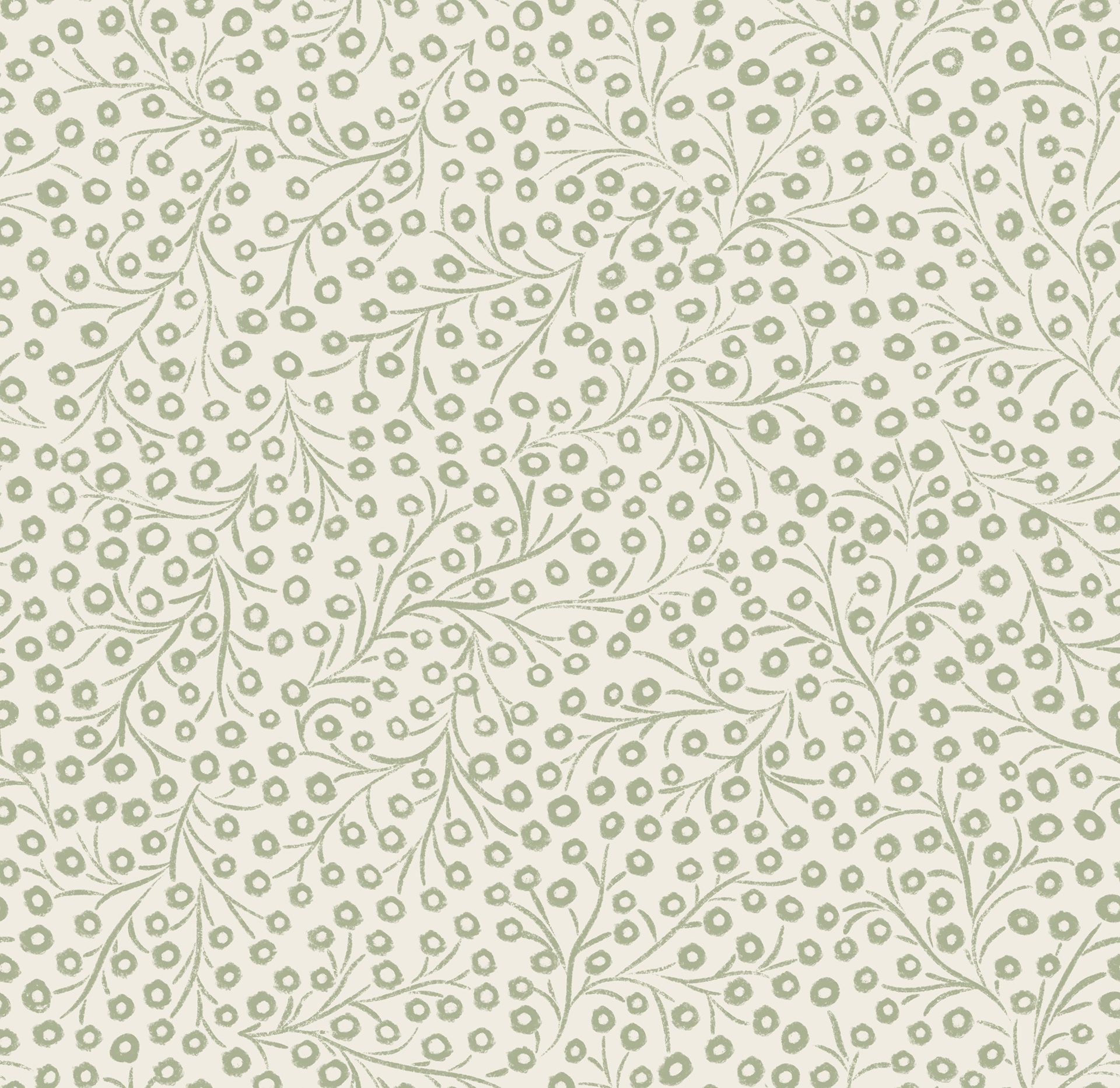 tiny floral - creamy white, light sage green