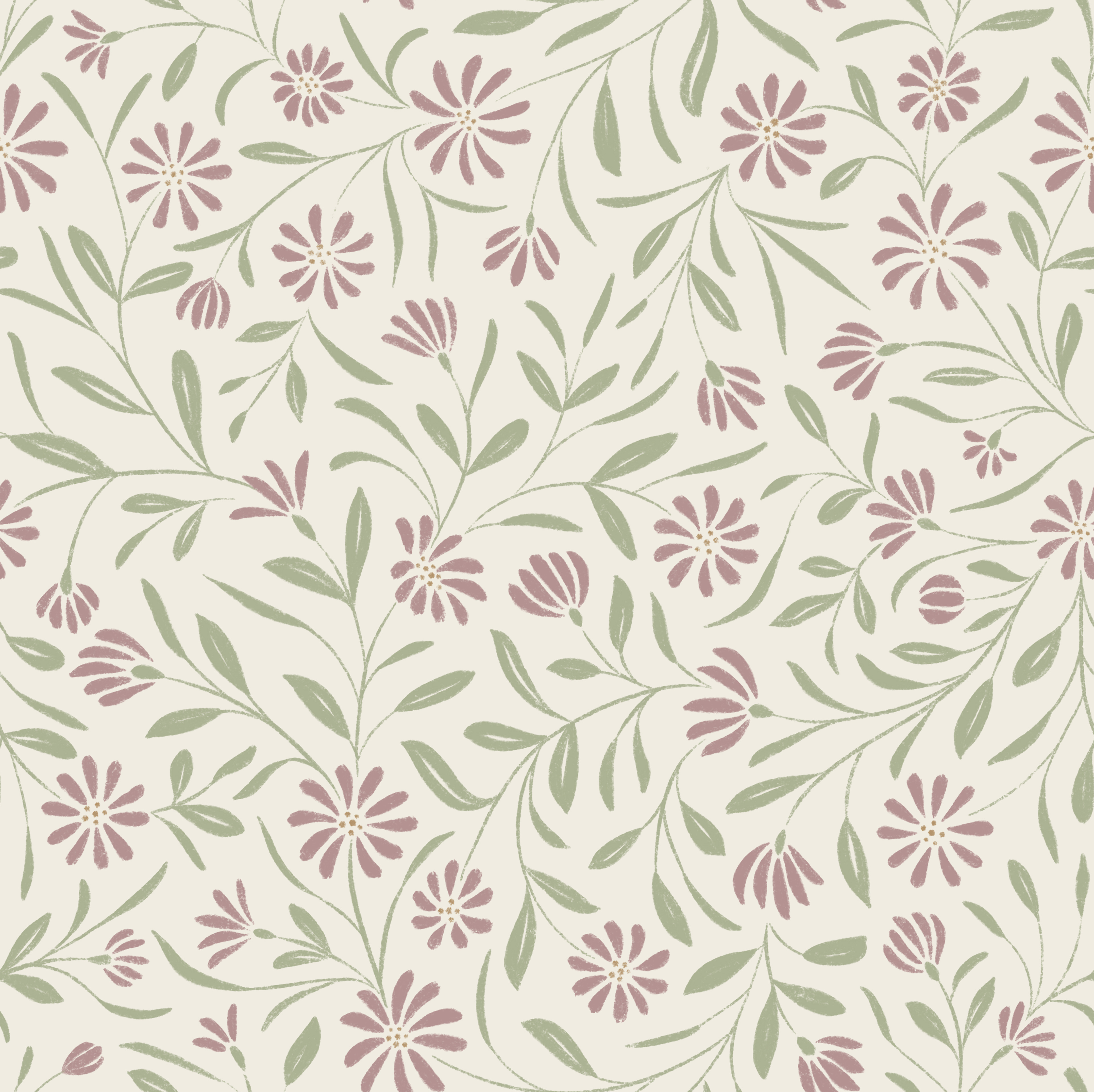 flowy textured floral - creamy white, dusty rose, light sage green