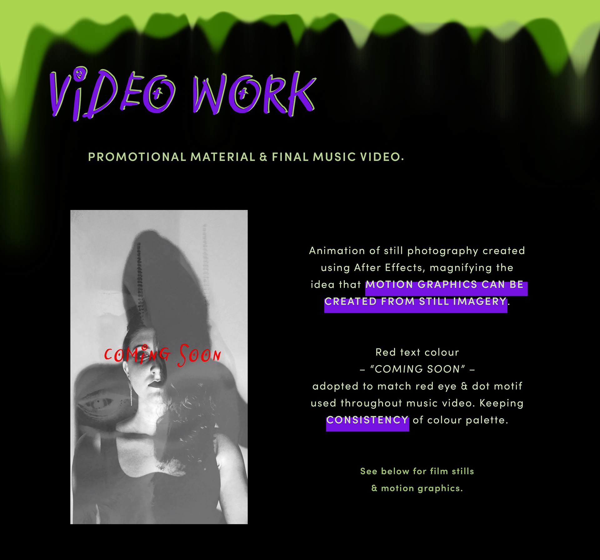 Monster Mashup Video Work – promotional material and final music video.