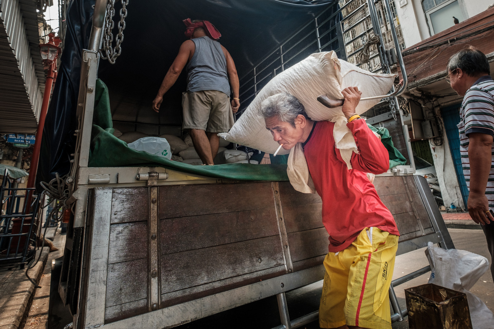 Peanuts being offloaded for local distribution