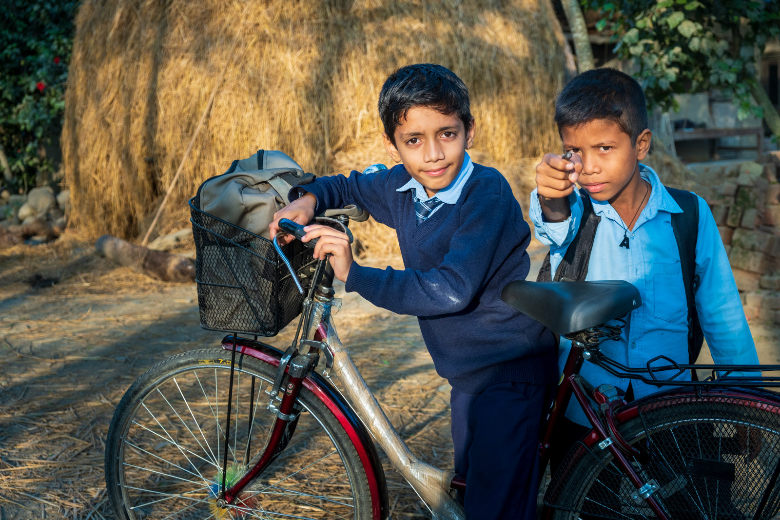 On the way back home from school.