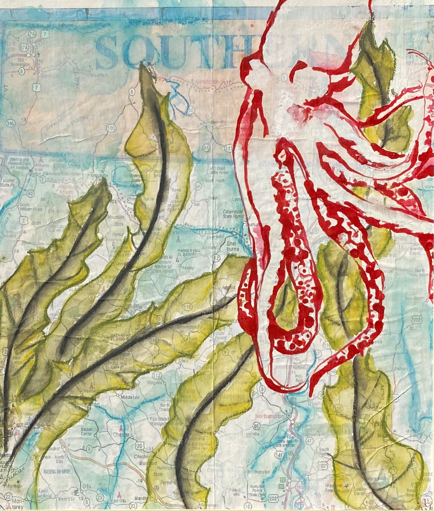 Predecessor - Ink and Watercolor on Maps