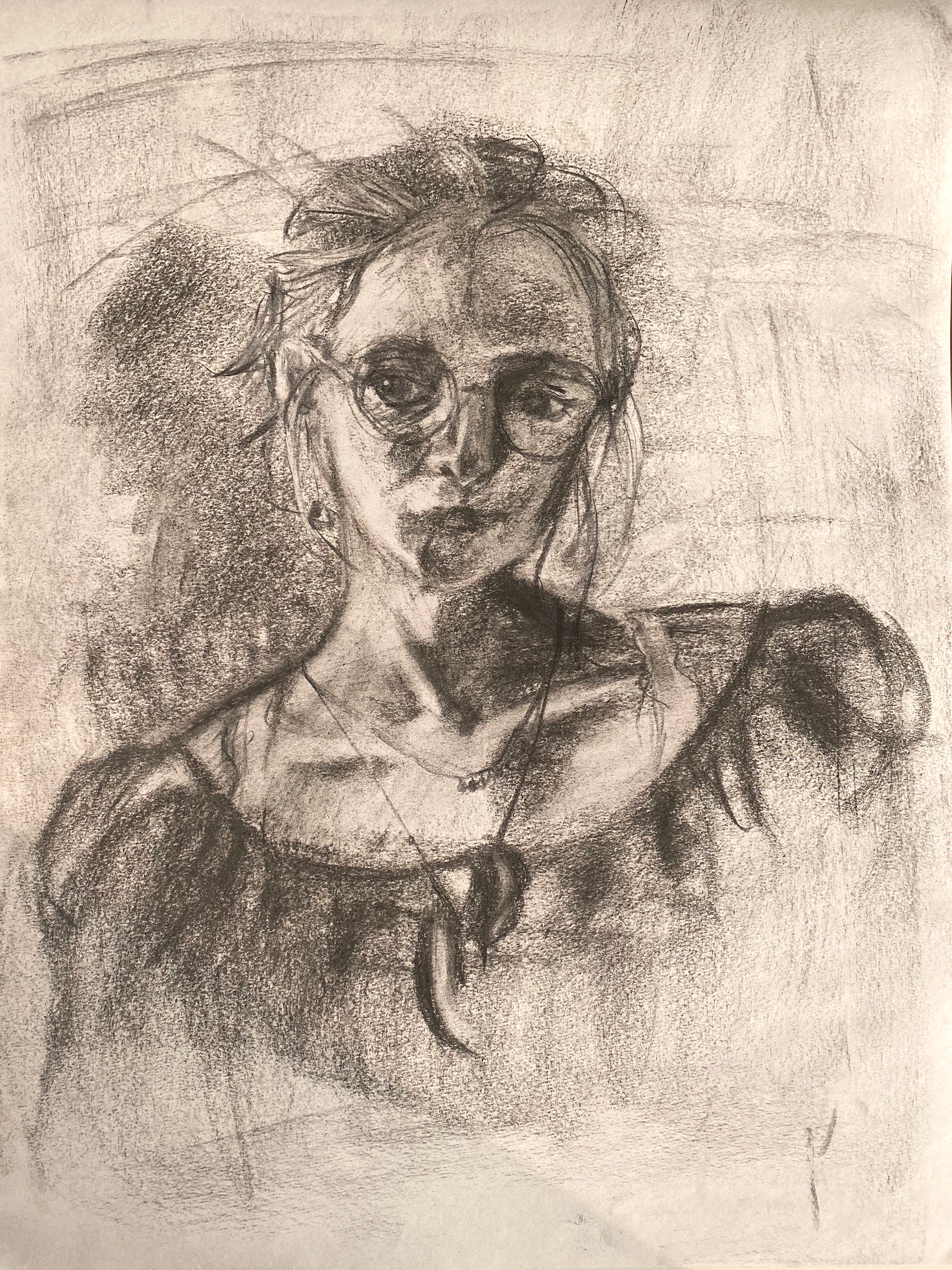 Self Portrait - Charcoal on Toned Paper