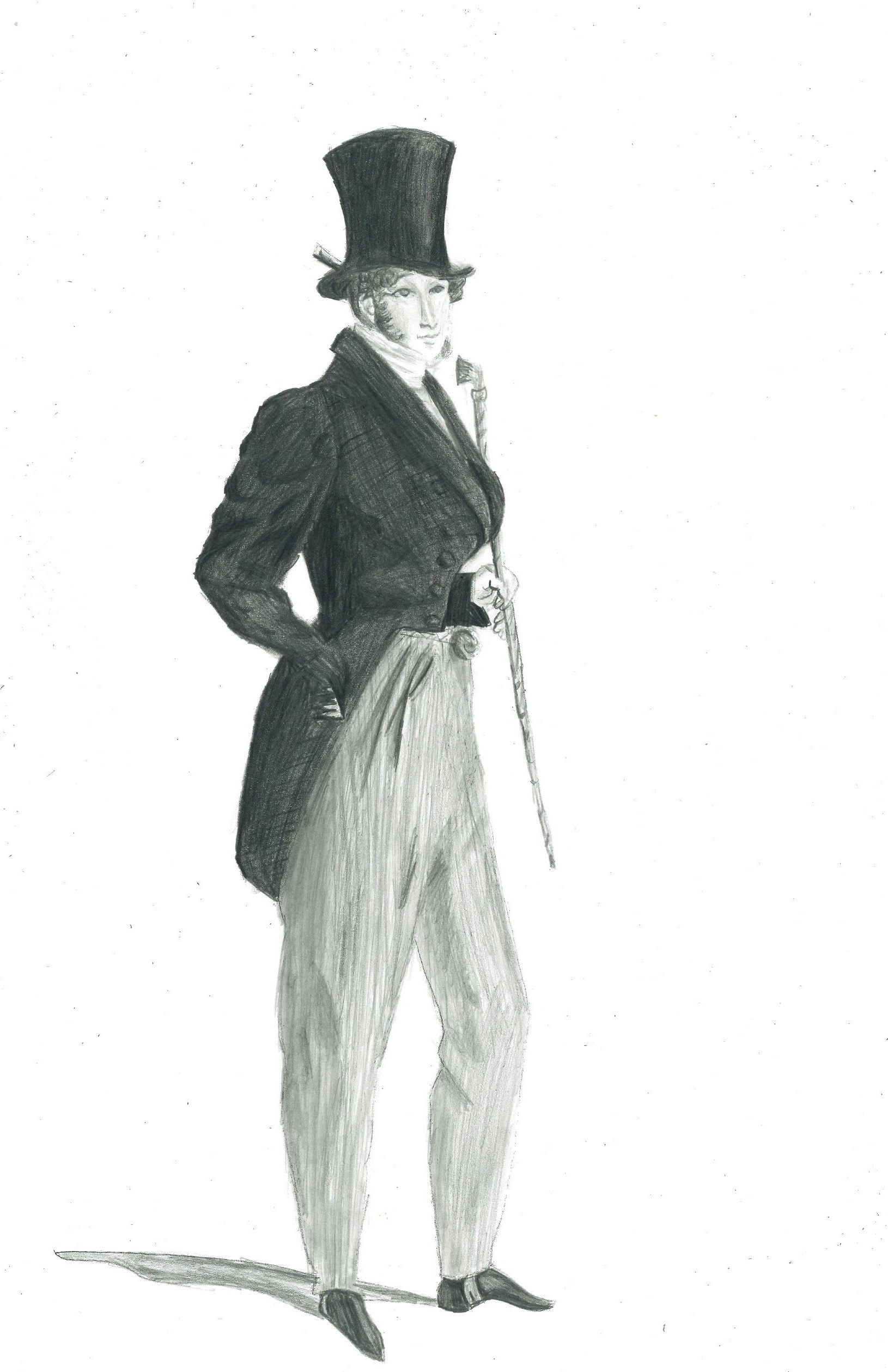 Pencil Drawing of 19th century gentleman