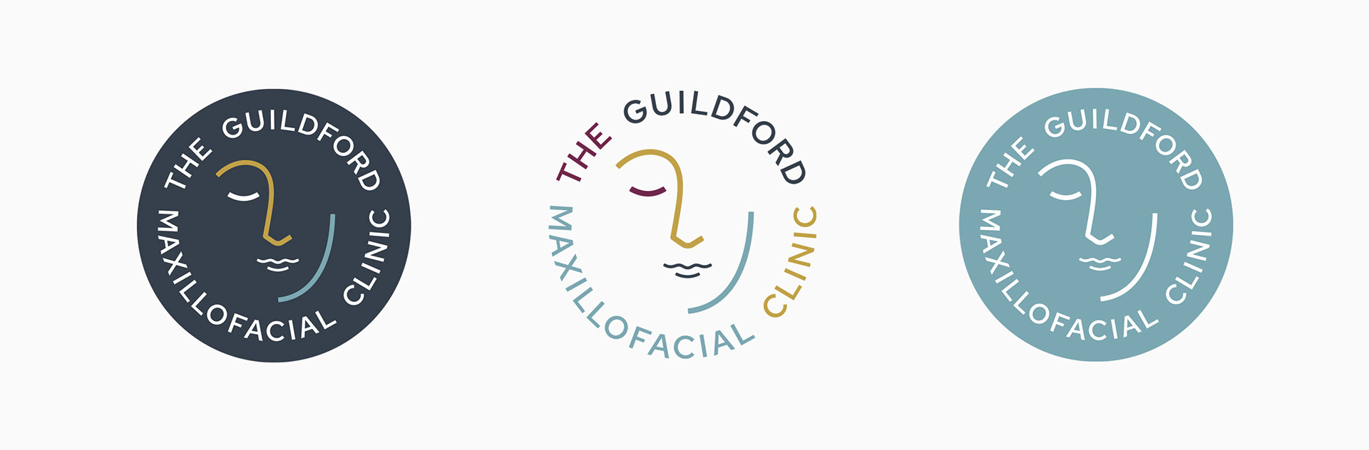Guildford Maxillofacial Clinic full colour and white circular logo design