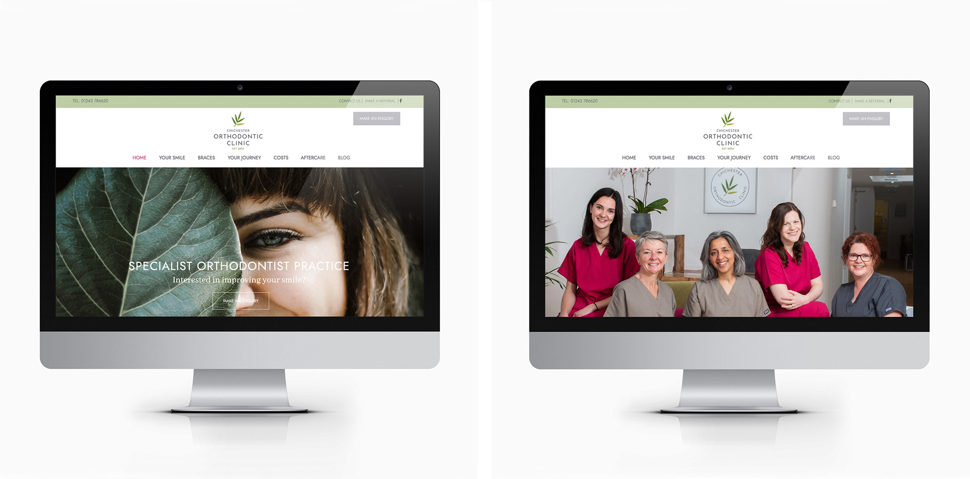 Chichester Orthodontic Clinic website design screens