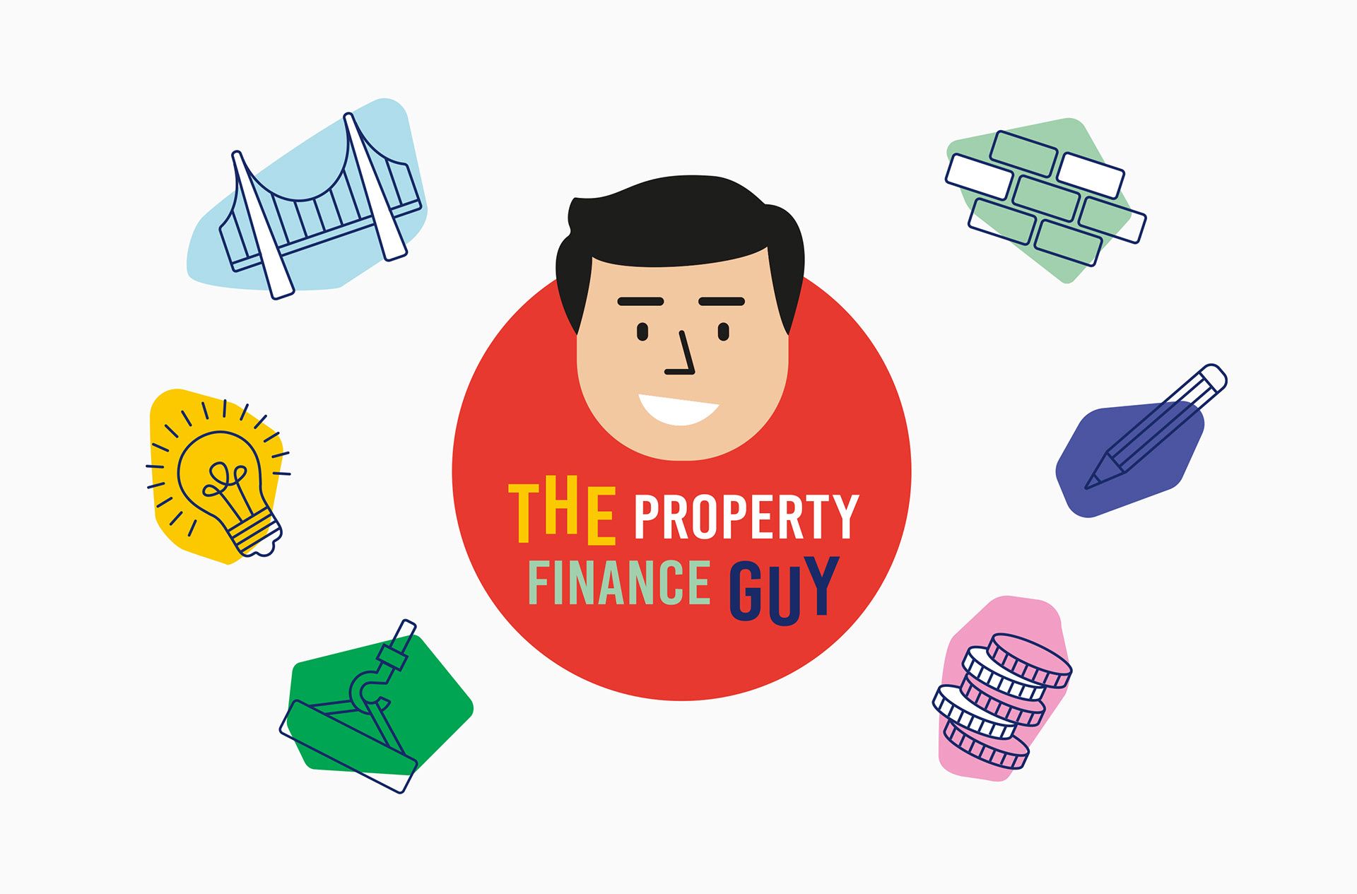 The Property Finance Guy full colour main brand identity logo design & brand illustrations