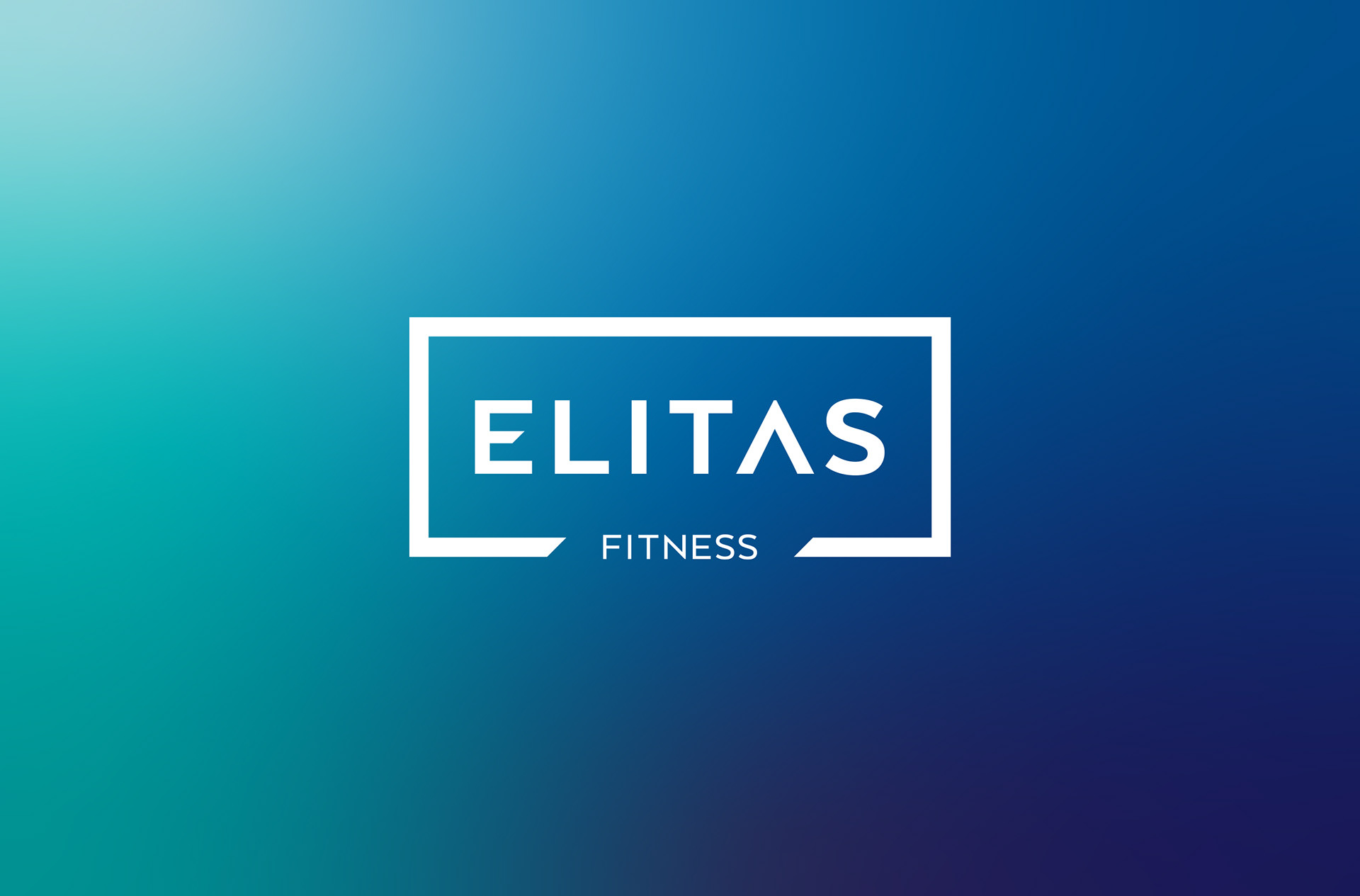 Chichester's Elitas Fitness white brand identity logo design on blue gradient