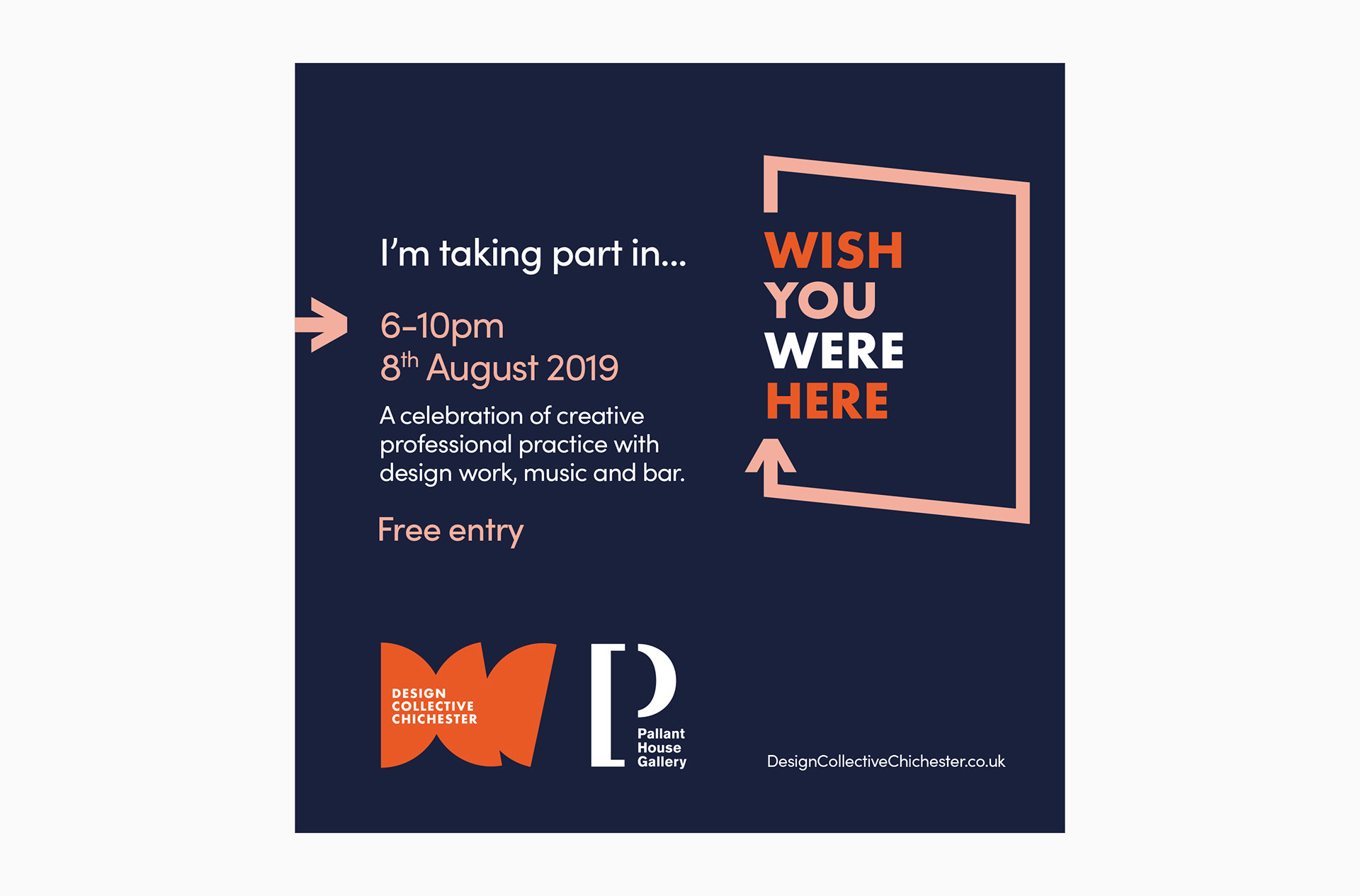 Design Collective Chichester & Pallant House event Wish You Were Here logo invite