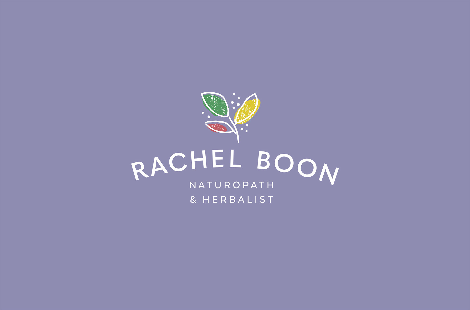 Worthing's Rachel Boon Naturopath & Herbalist full colour main brand identity logo design