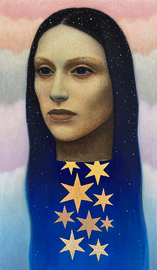 '1' – oil & gold leaf on cradled panel, 37 x 21 cm