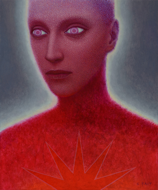 'Red Giant Dying Star' - oil on aluminium, 31 x 26cm (sold)