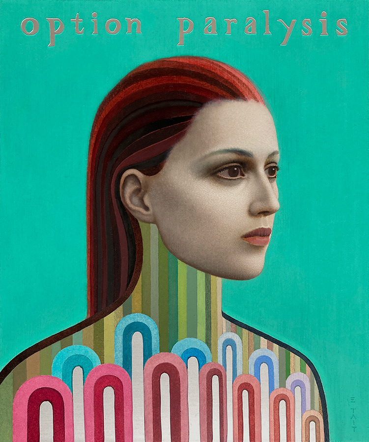 'Option Paralysis', oil on aluminium, 30.5 x 25.5 cm (sold)