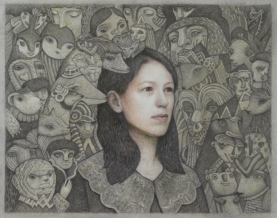 'Yew' graphite & colour pencils on paper