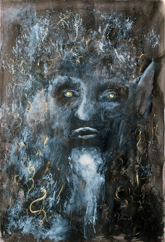 "Blaubart", Tusche auf Papier, 64, x 44 cm, 2023