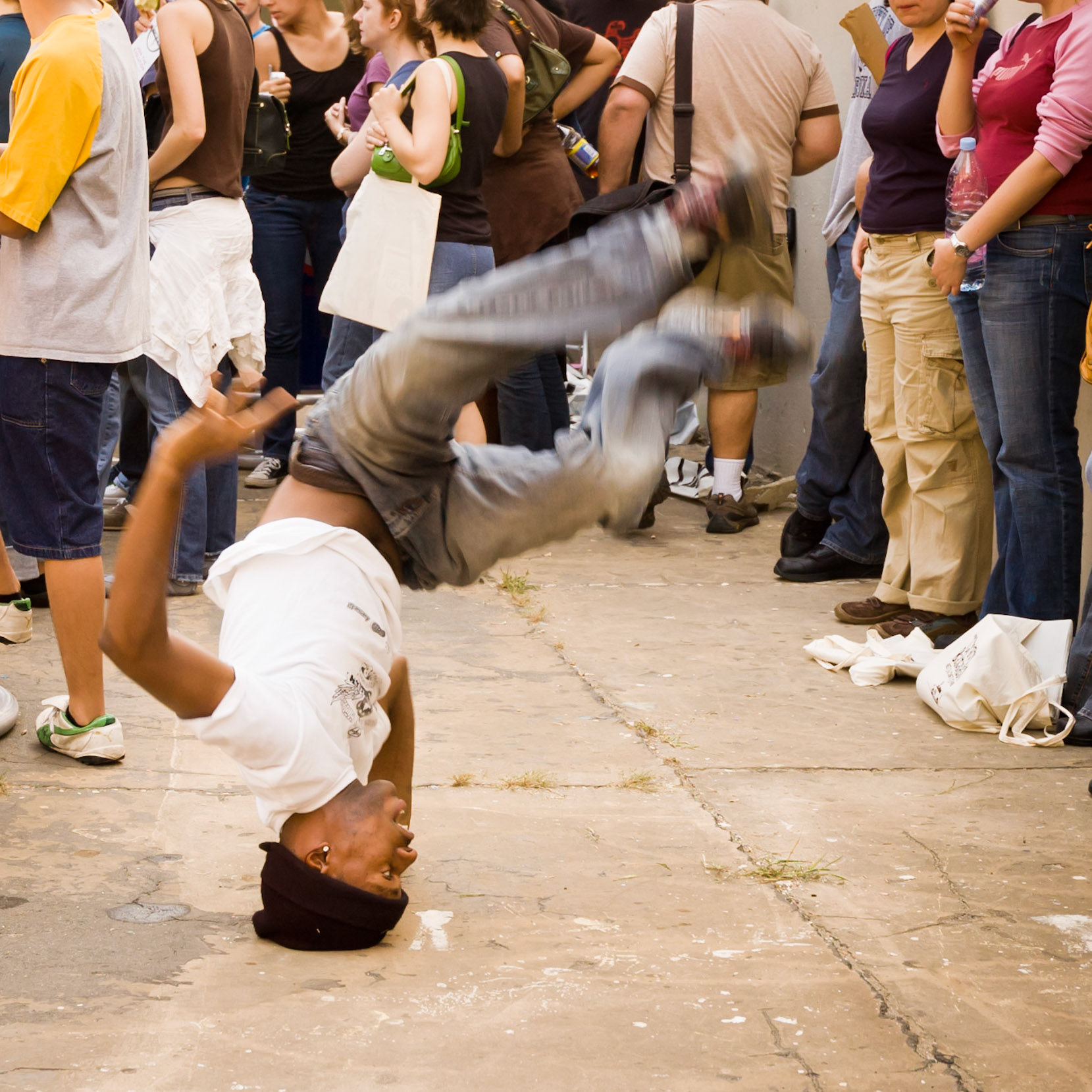Headstand and spin