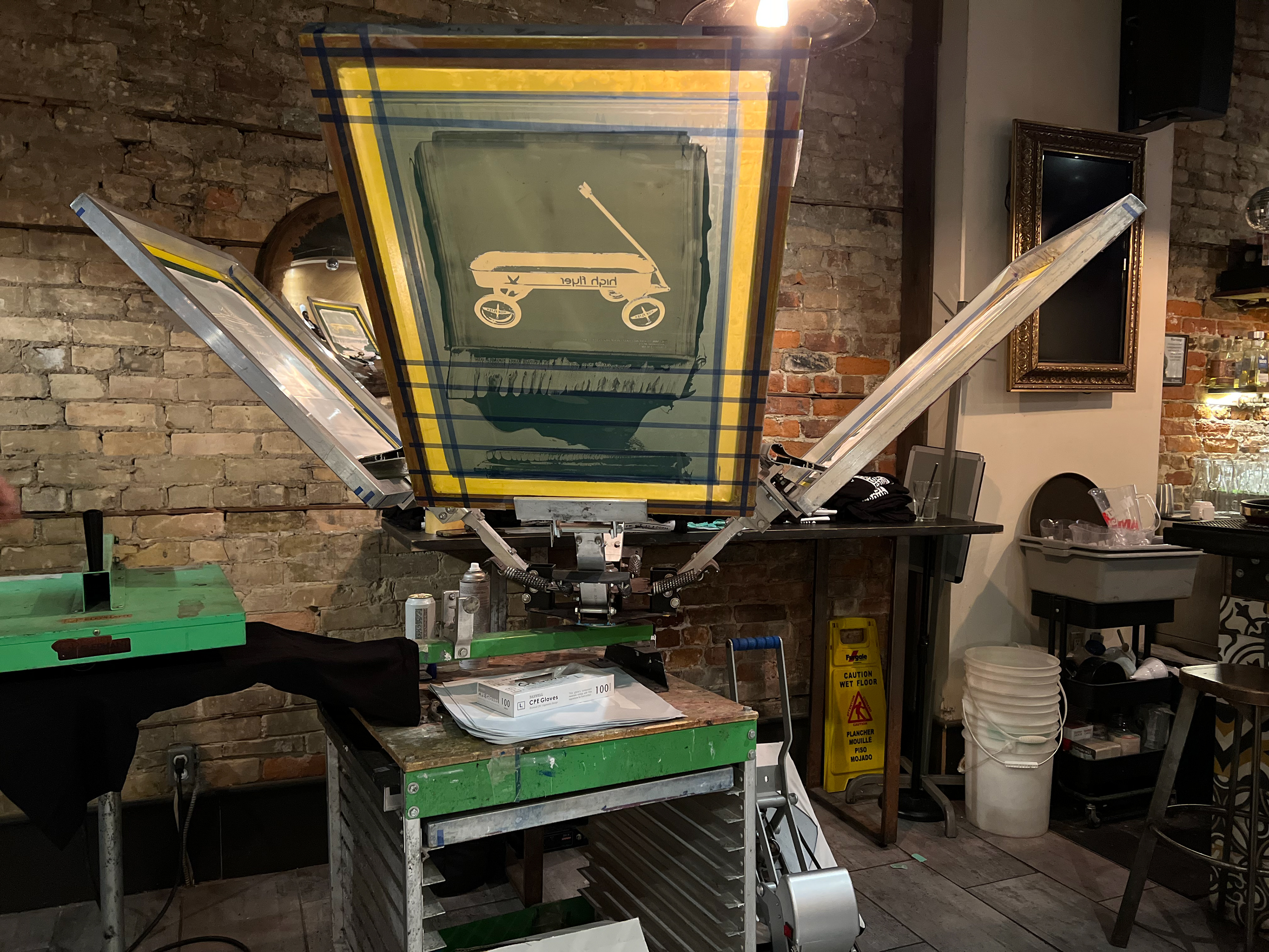Screen printing station at The Rivoli