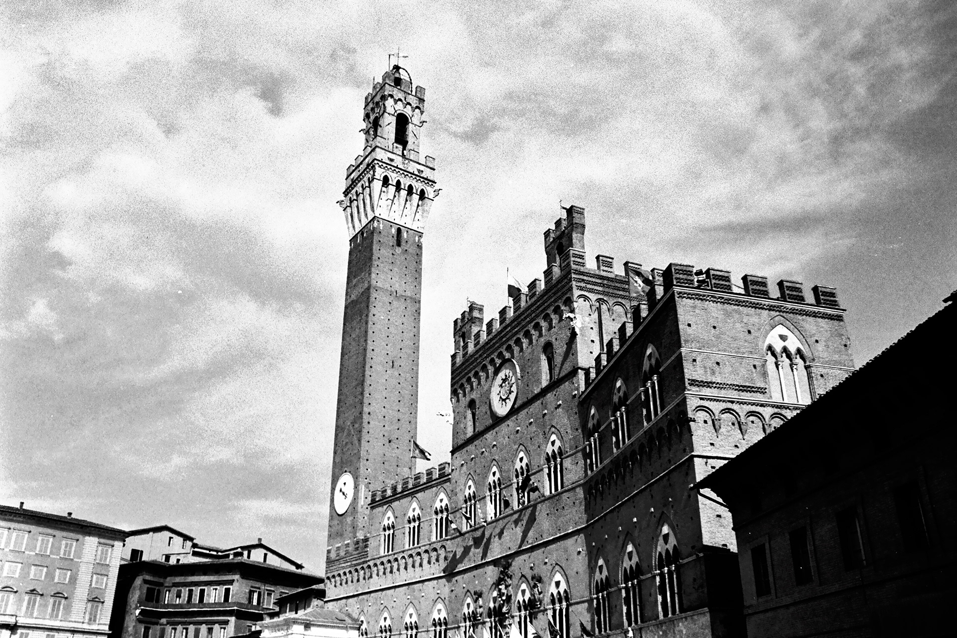 Palazzo Pubblico taken in Sienna Italy with 35mm B&W film