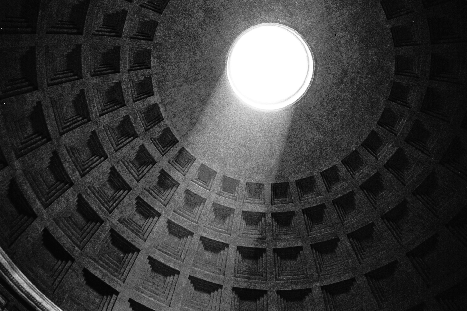 Pantheon taken in Rome, Italy with with 35mm B&W film