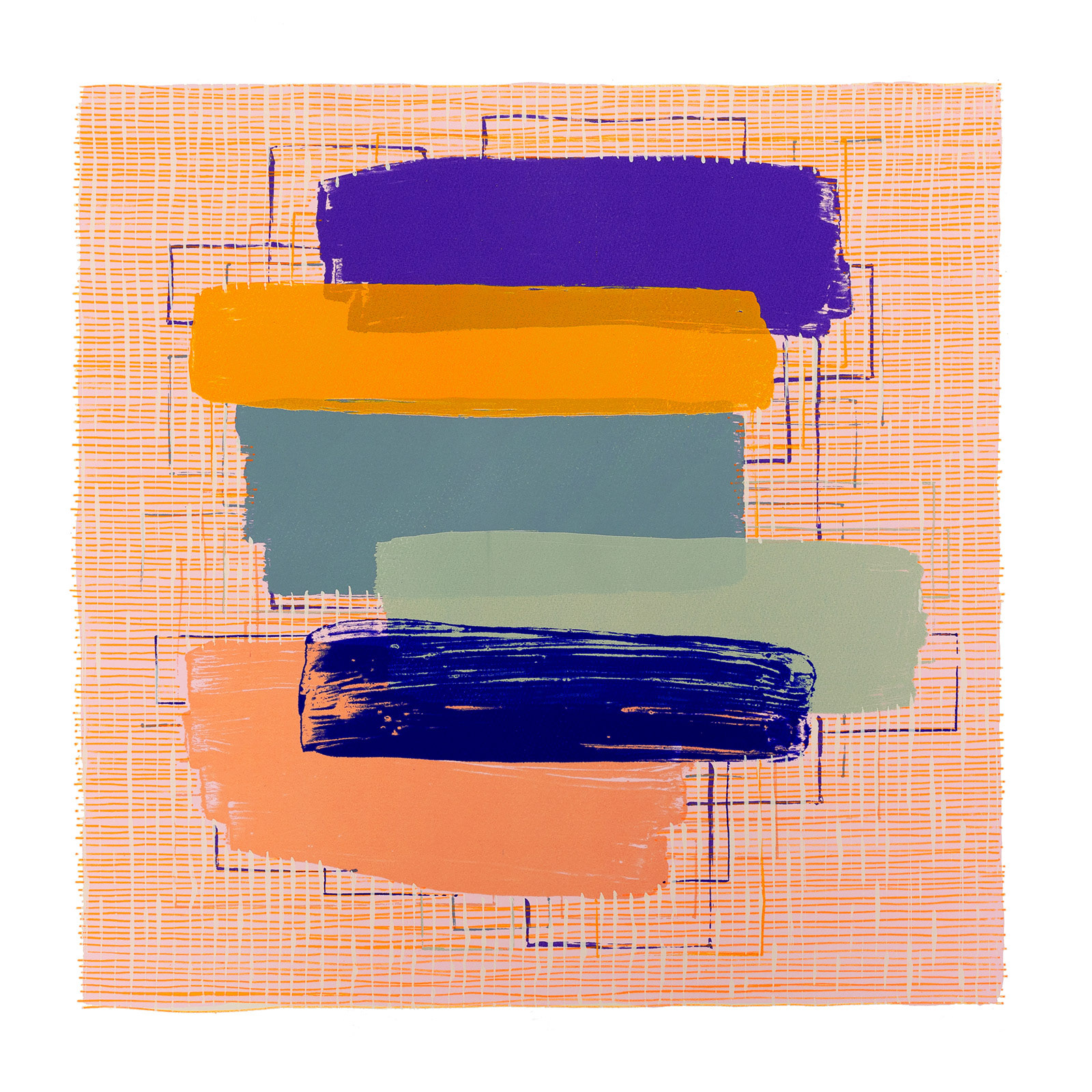 COLORSWEEPS A Serigraph on Somerset Velvet paper, 24 by 24 inches, 2018, Hermann Lederle