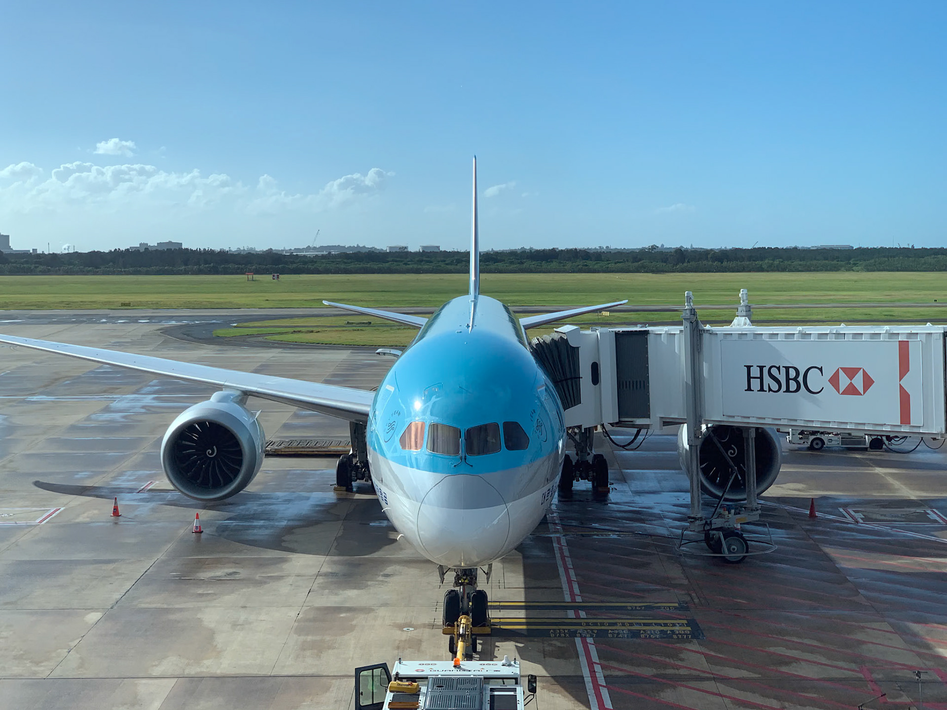 Korean Air plane, waiting for departure, Brisbane, AU.