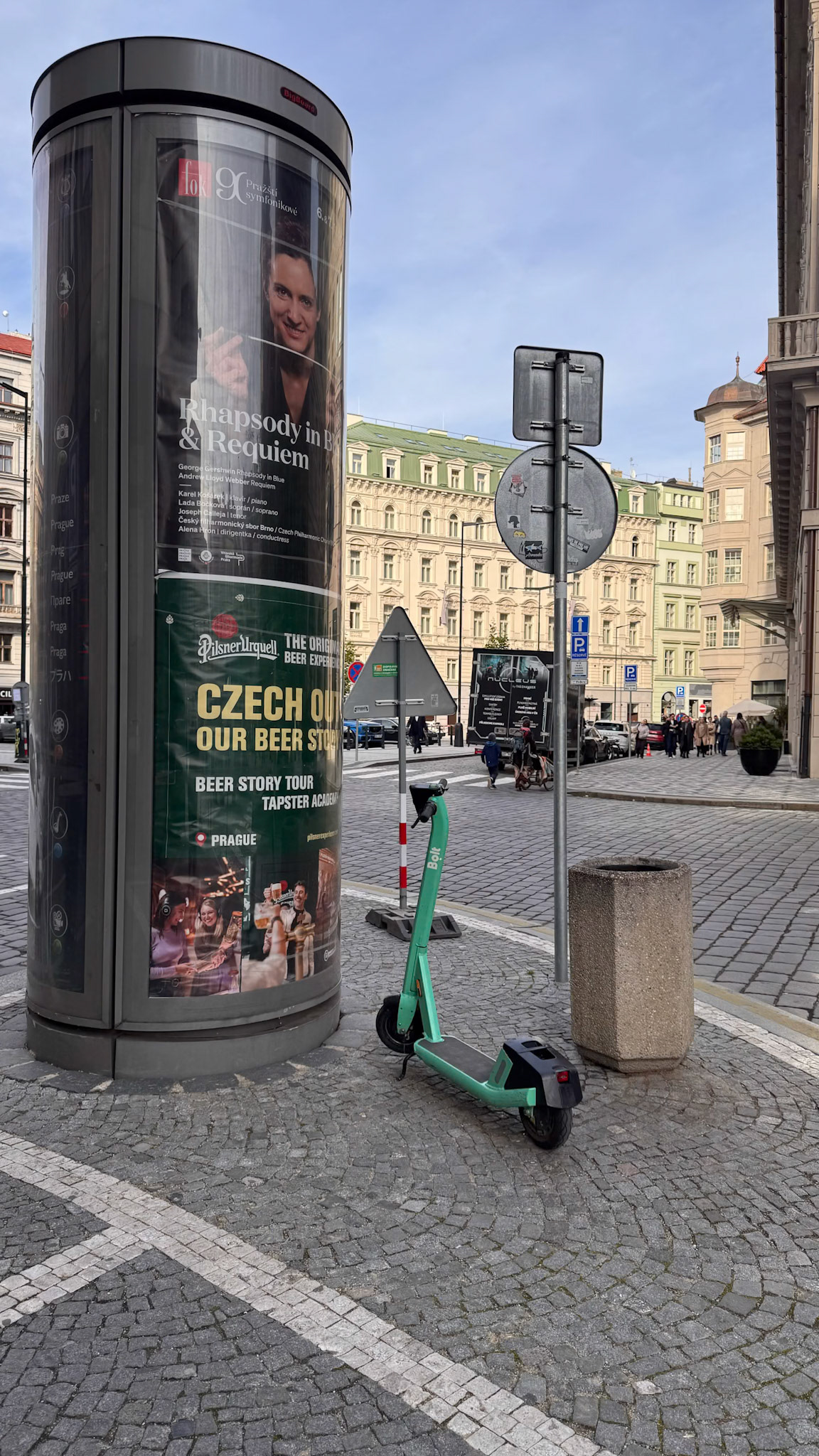 Along the streets, skooters for rent