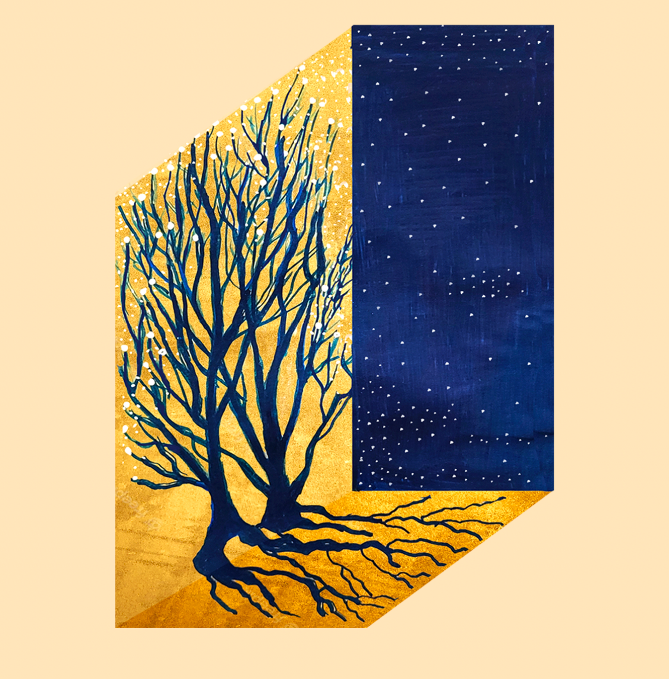 L’arbre et sa maison / 2023 / Technique : Stylo Posca sur papier. Dimension : 17 x 12 cm